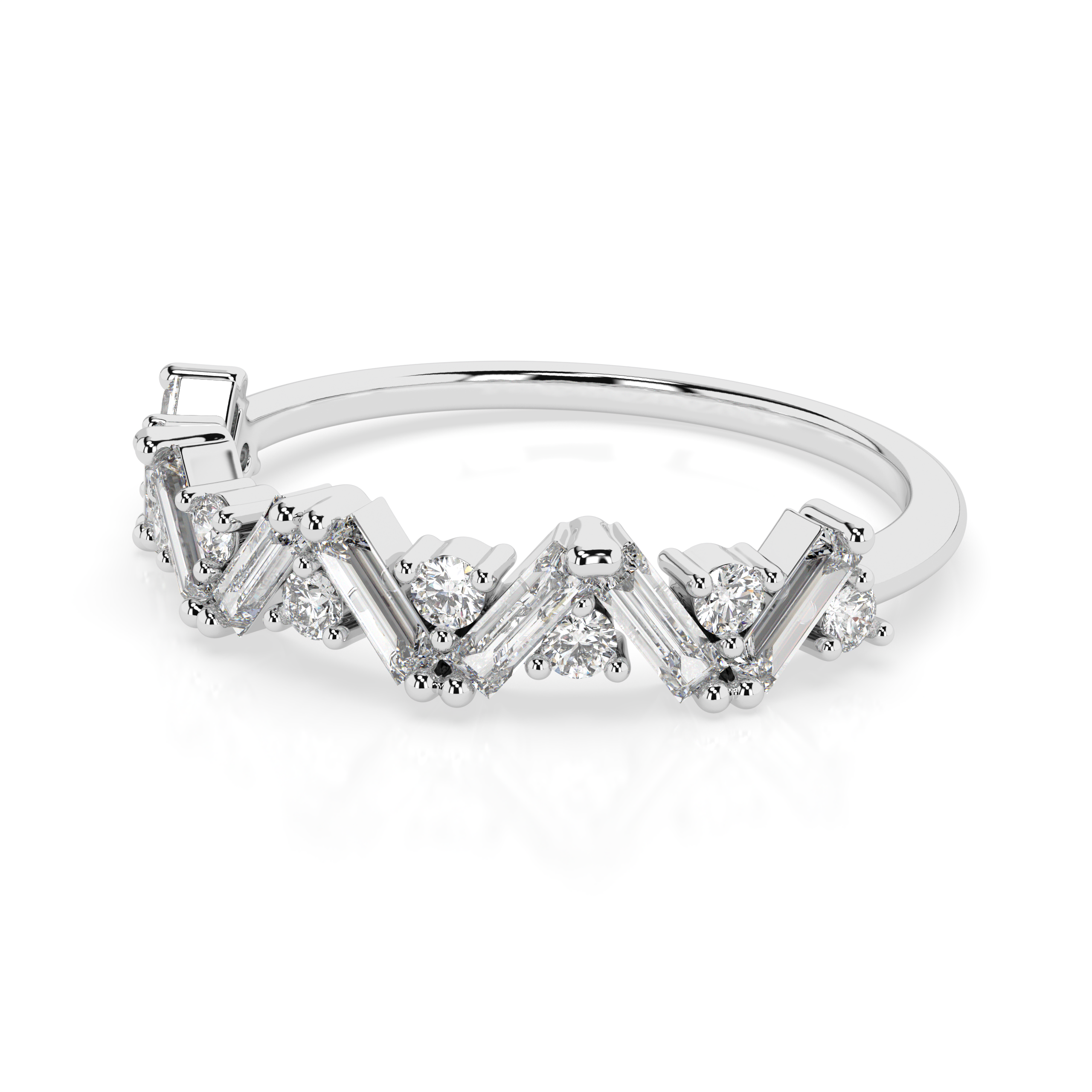 The Bianca Baguette Cut and Round Brilliant Cut Natural Diamond Ring