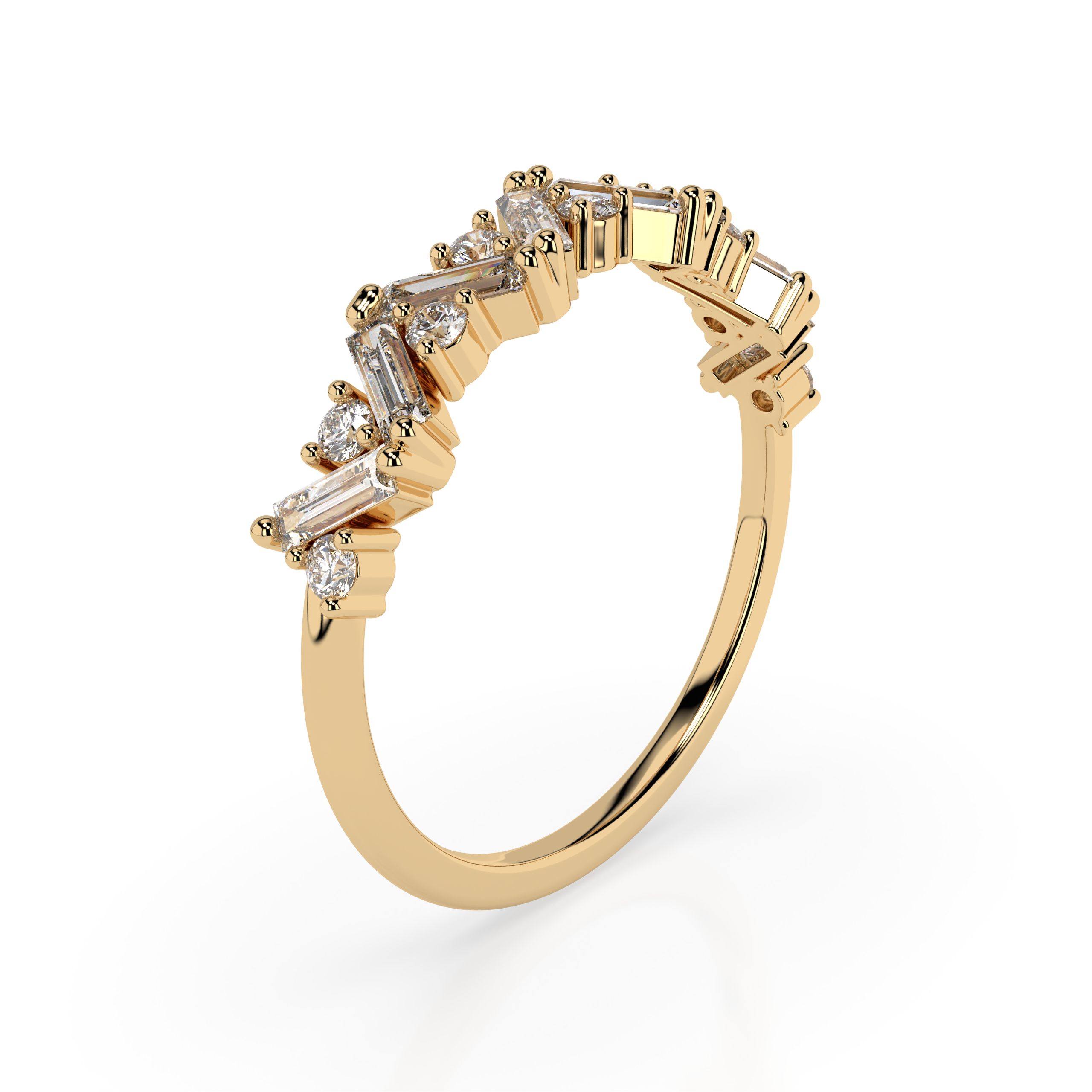 The Bianca Baguette Cut and Round Brilliant Cut Natural Diamond Ring