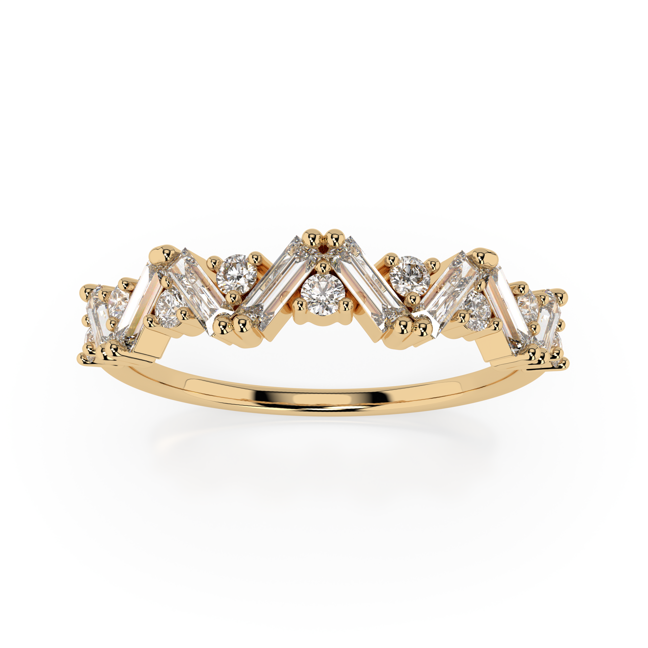 The Bianca Baguette Cut and Round Brilliant Cut Natural Diamond Ring