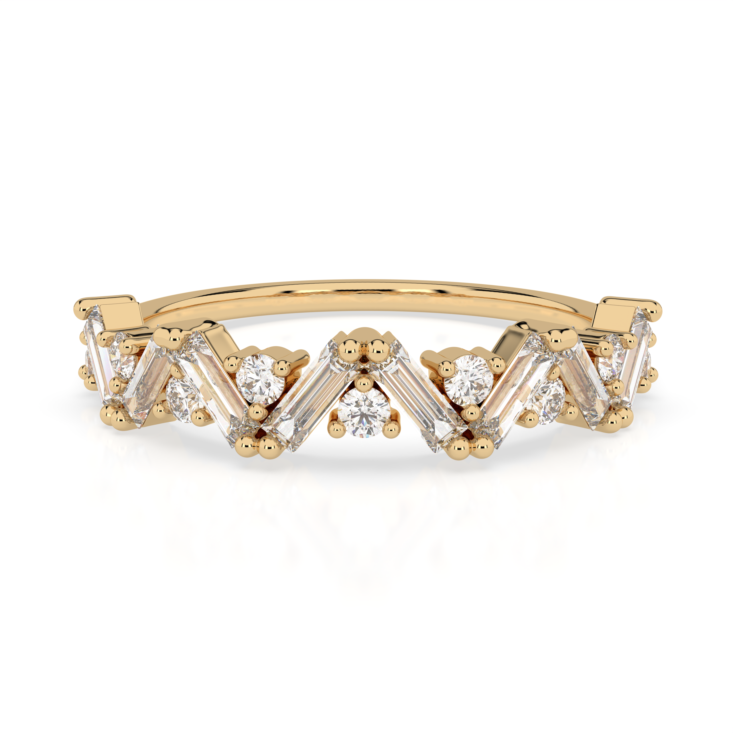The Bianca Baguette Cut and Round Brilliant Cut Natural Diamond Ring