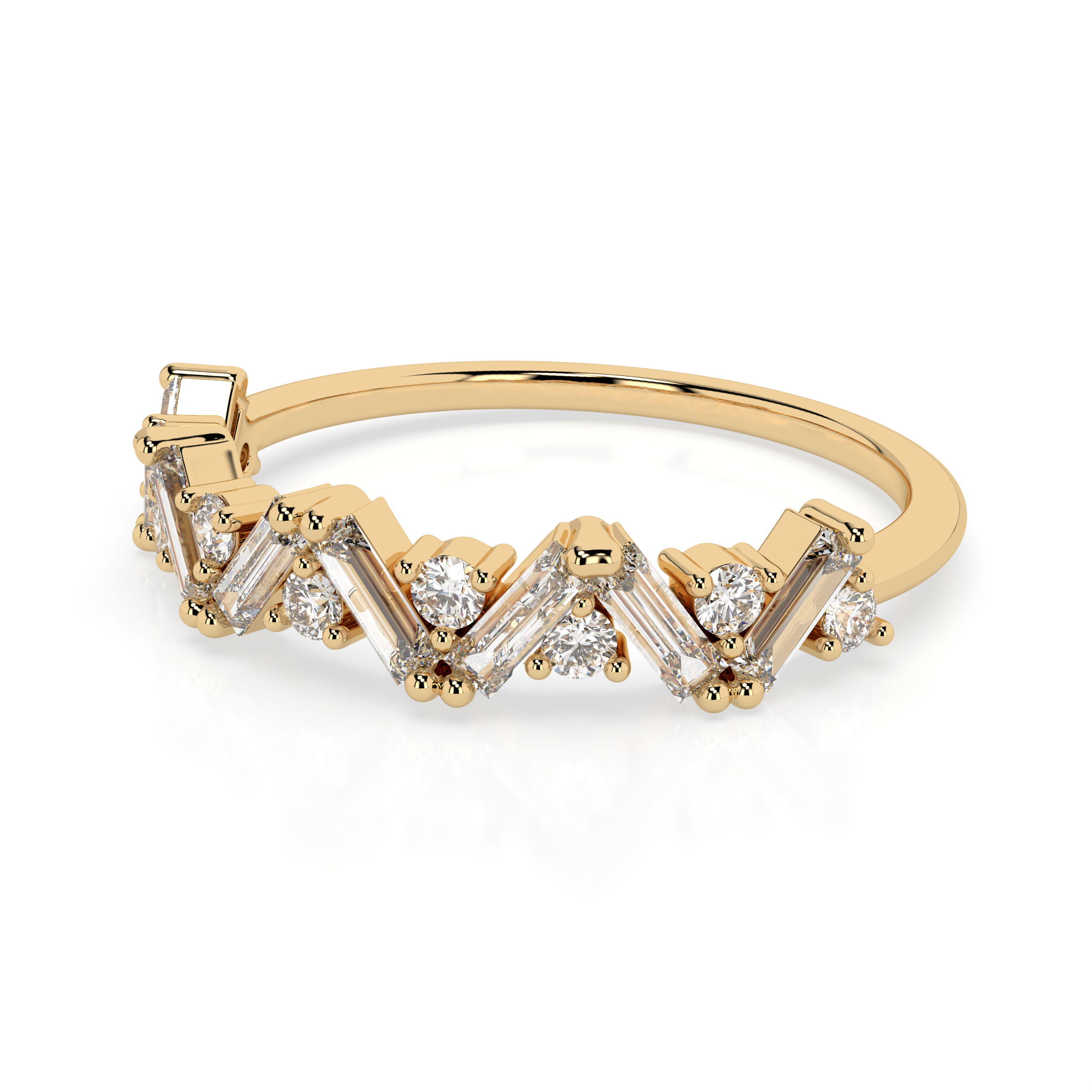 The Bianca Baguette Cut and Round Brilliant Cut Natural Diamond Ring