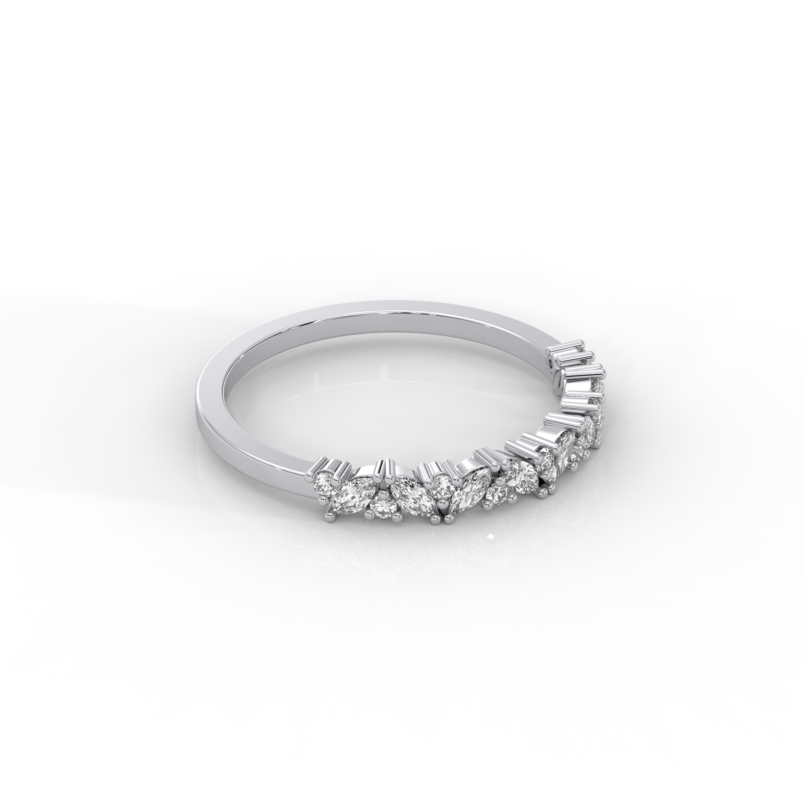 The Kai Marquise Cut and Round Brilliant Cut Natural Diamond Ring