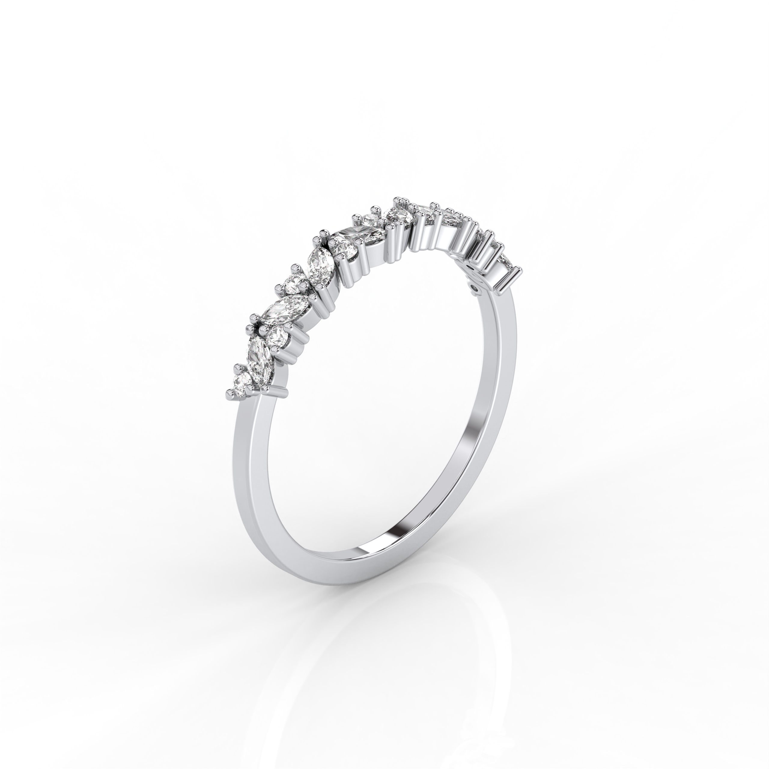 The Kai Marquise Cut and Round Brilliant Cut Natural Diamond Ring