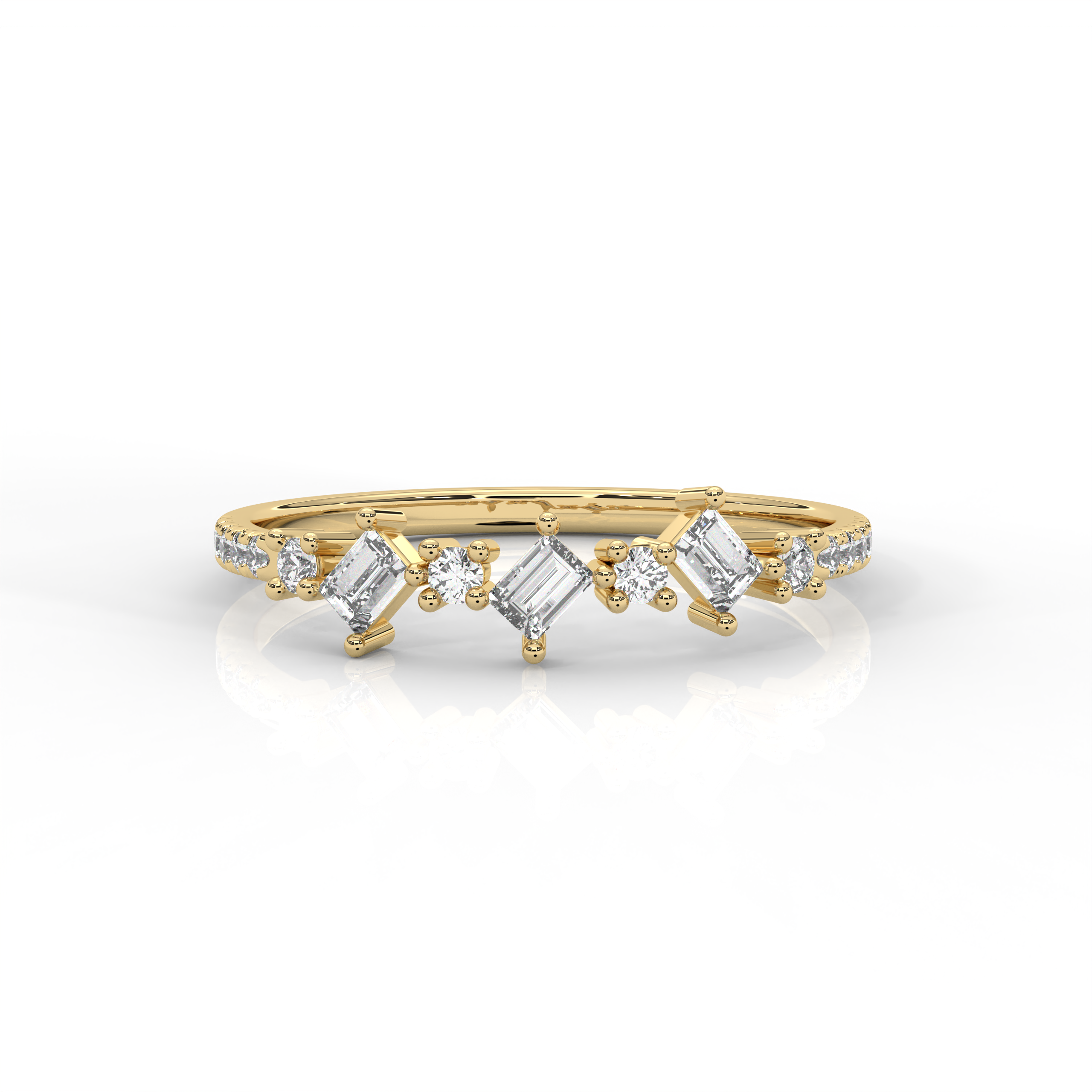 The Ava Baguette Cut and Round Brilliant Cut Natural Diamond Ring