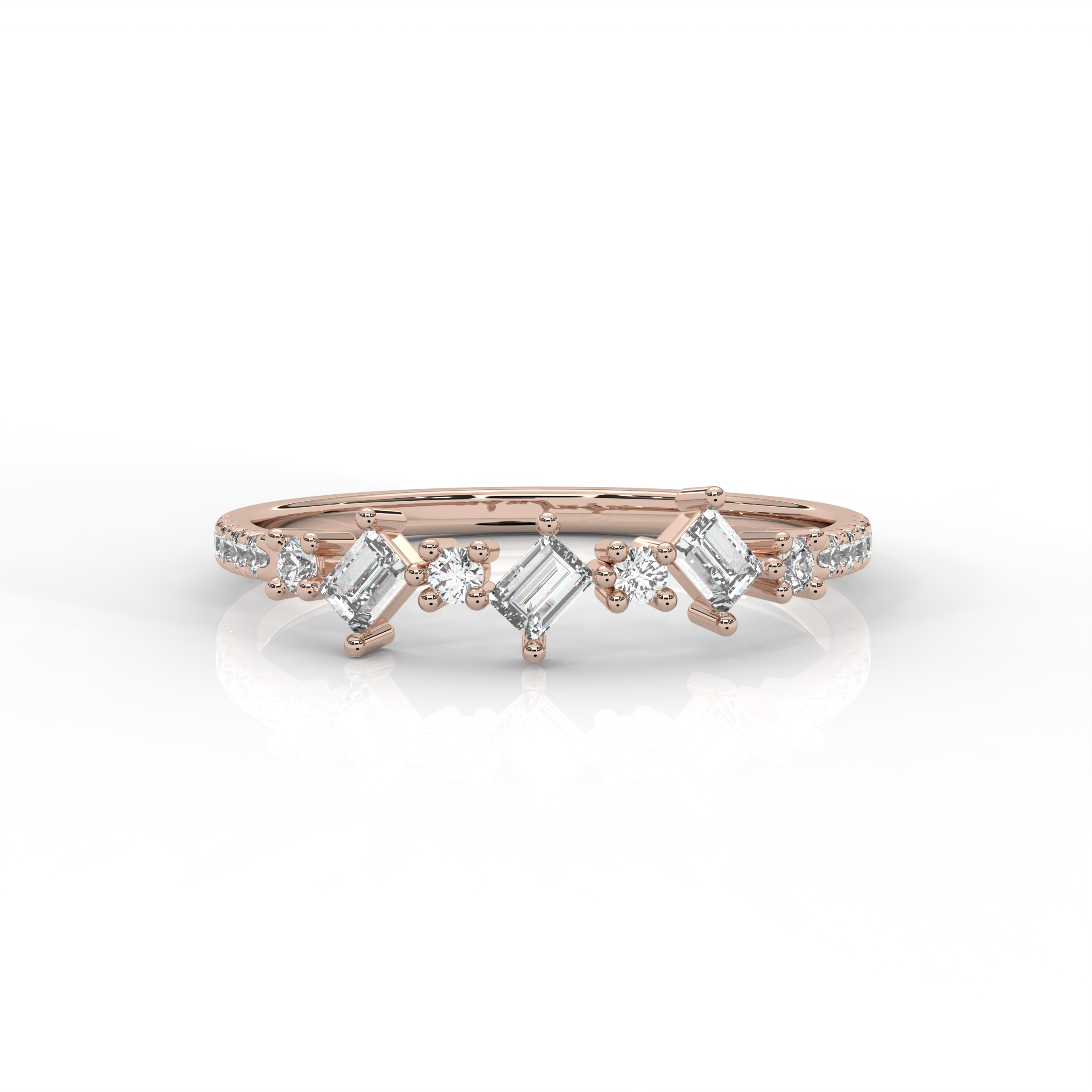 The Ava Baguette Cut and Round Brilliant Cut Natural Diamond Ring