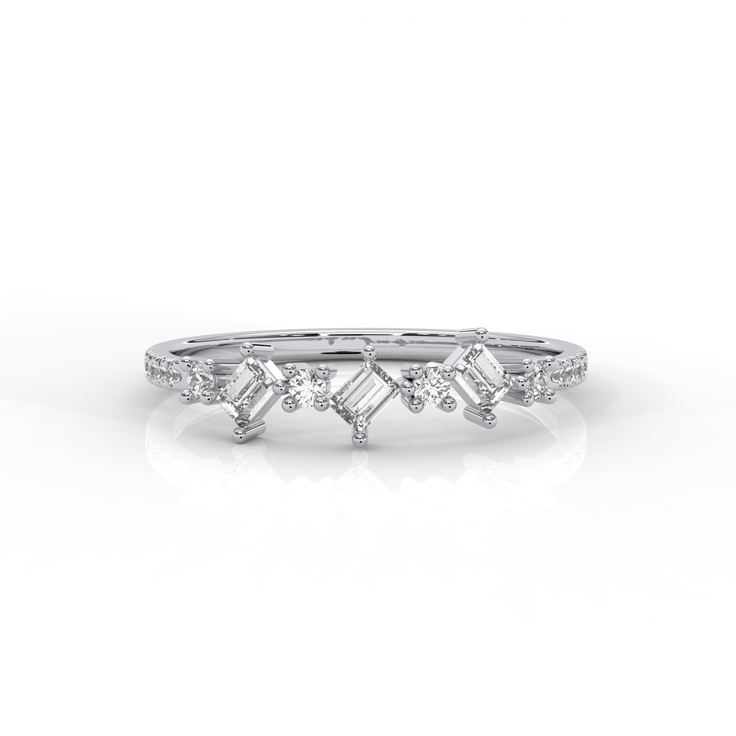 The Ava Baguette Cut and Round Brilliant Cut Natural Diamond Ring