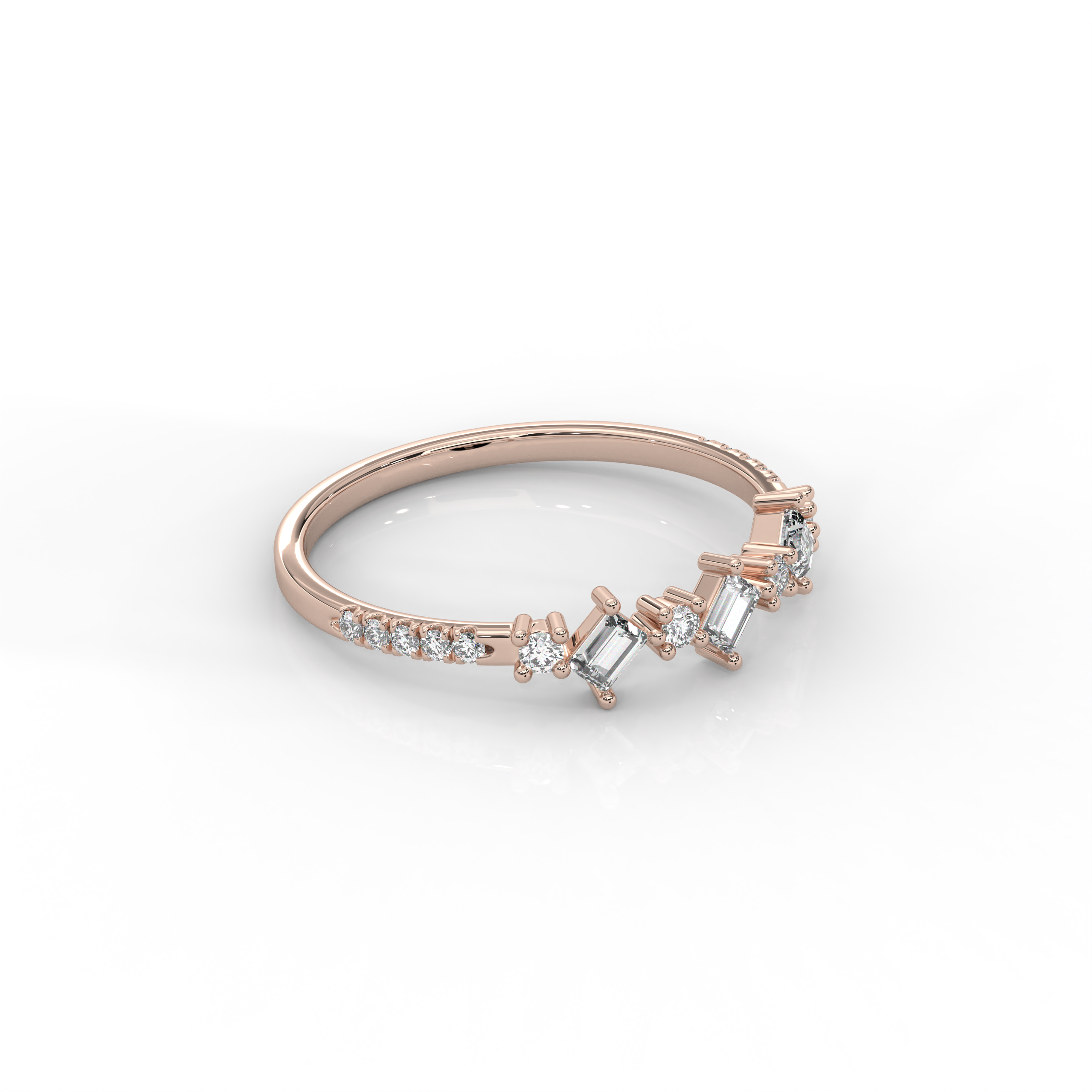The Ava Baguette Cut and Round Brilliant Cut Natural Diamond Ring