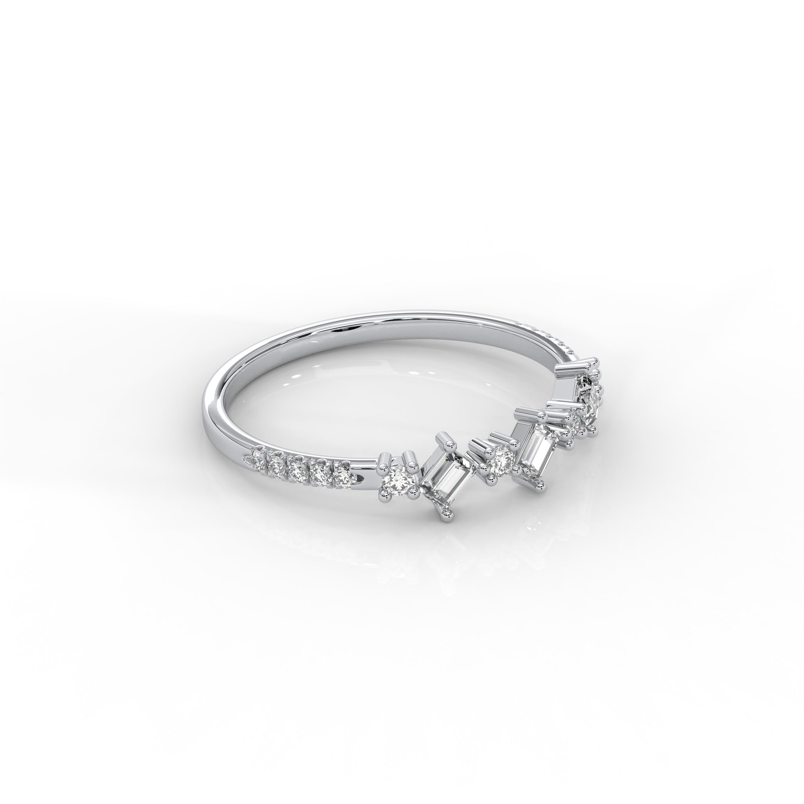 The Ava Baguette Cut and Round Brilliant Cut Natural Diamond Ring