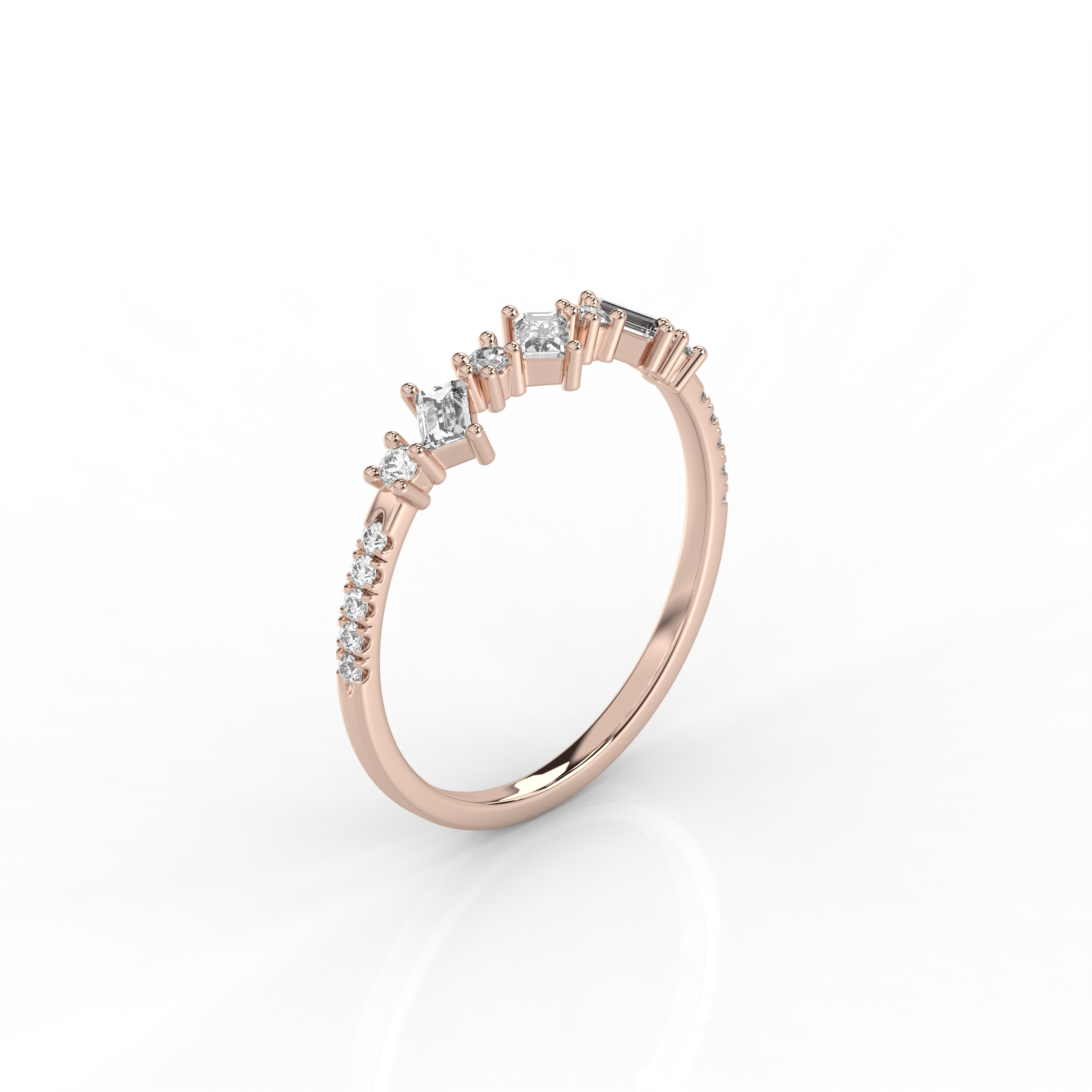 The Ava Baguette Cut and Round Brilliant Cut Natural Diamond Ring