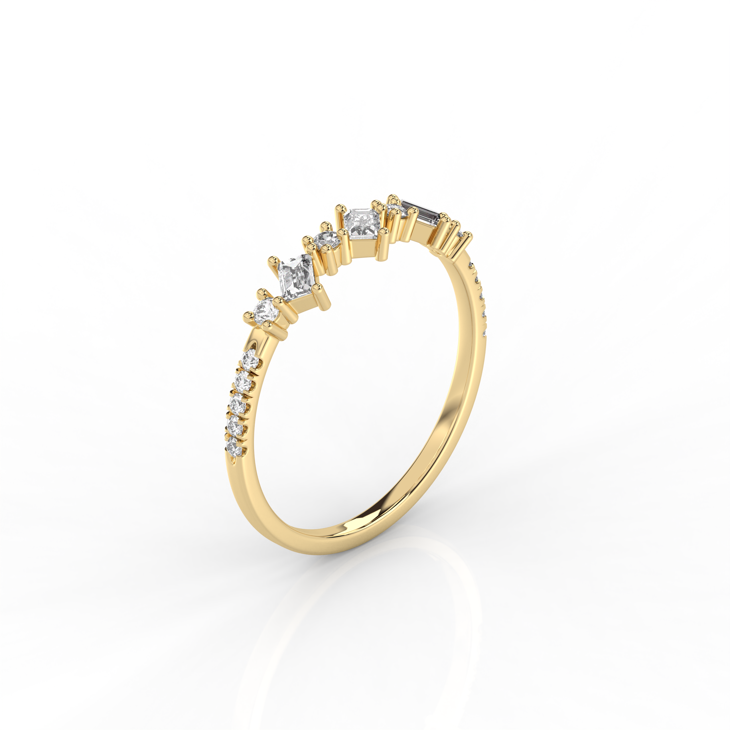 The Ava Baguette Cut and Round Brilliant Cut Natural Diamond Ring