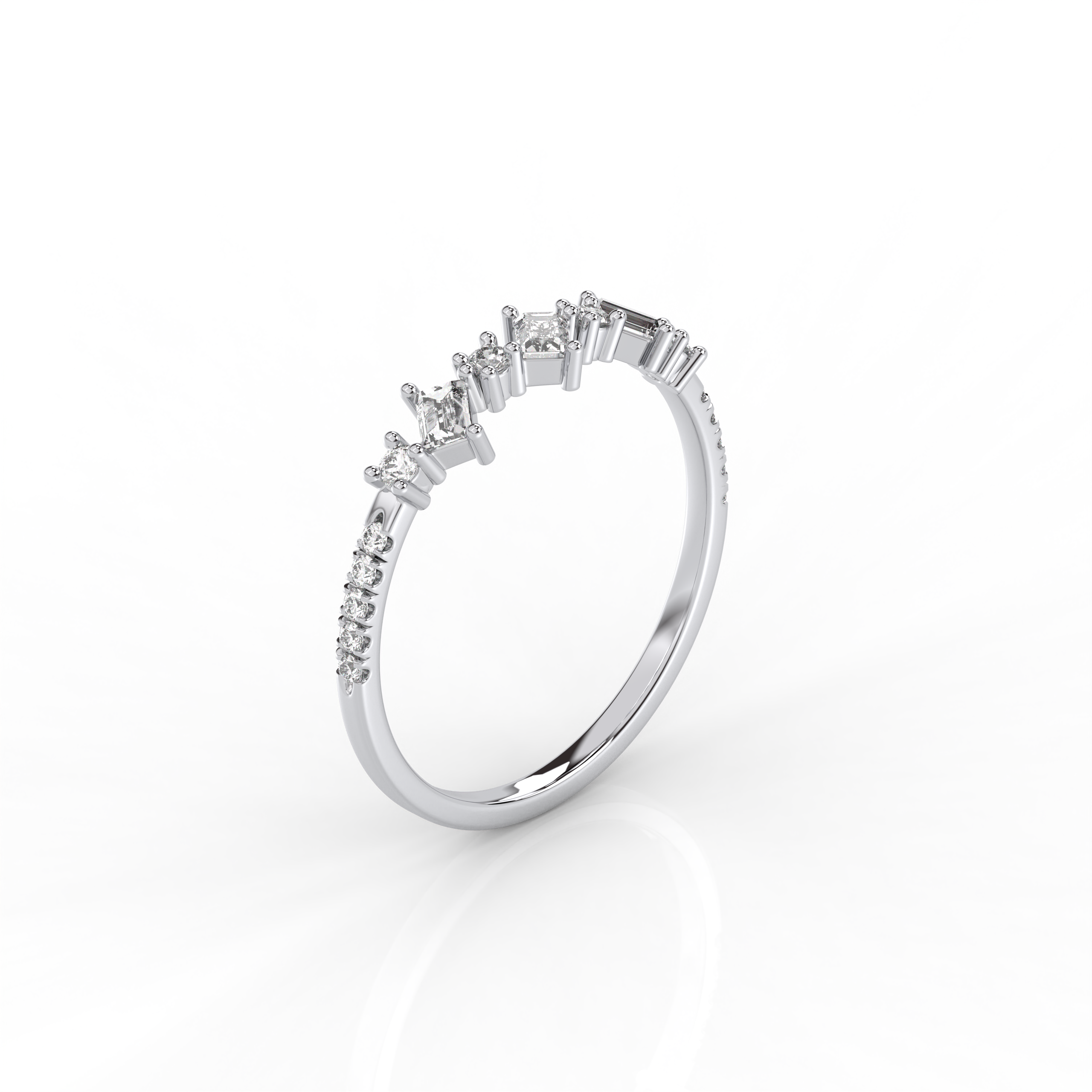 The Ava Baguette Cut and Round Brilliant Cut Natural Diamond Ring