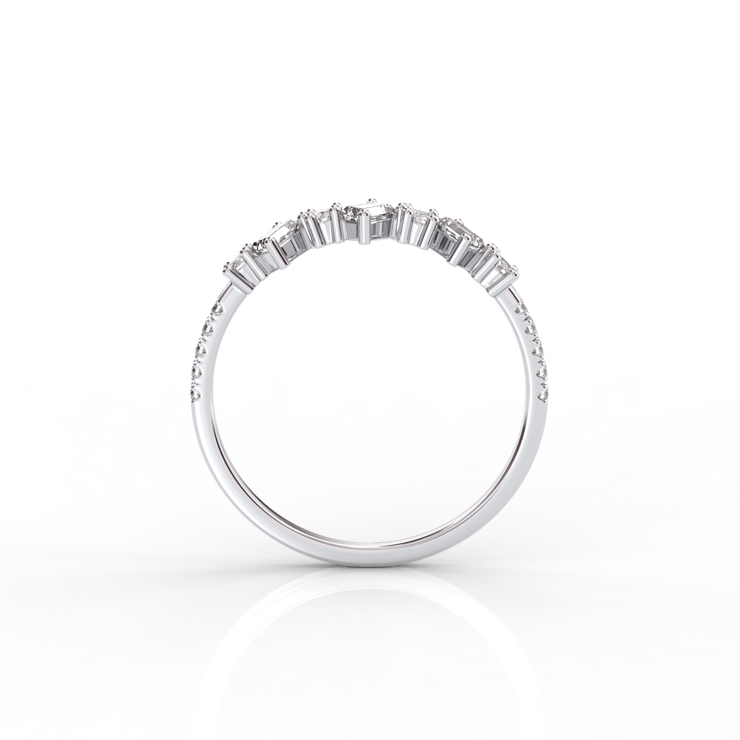 The Ava Baguette Cut and Round Brilliant Cut Natural Diamond Ring