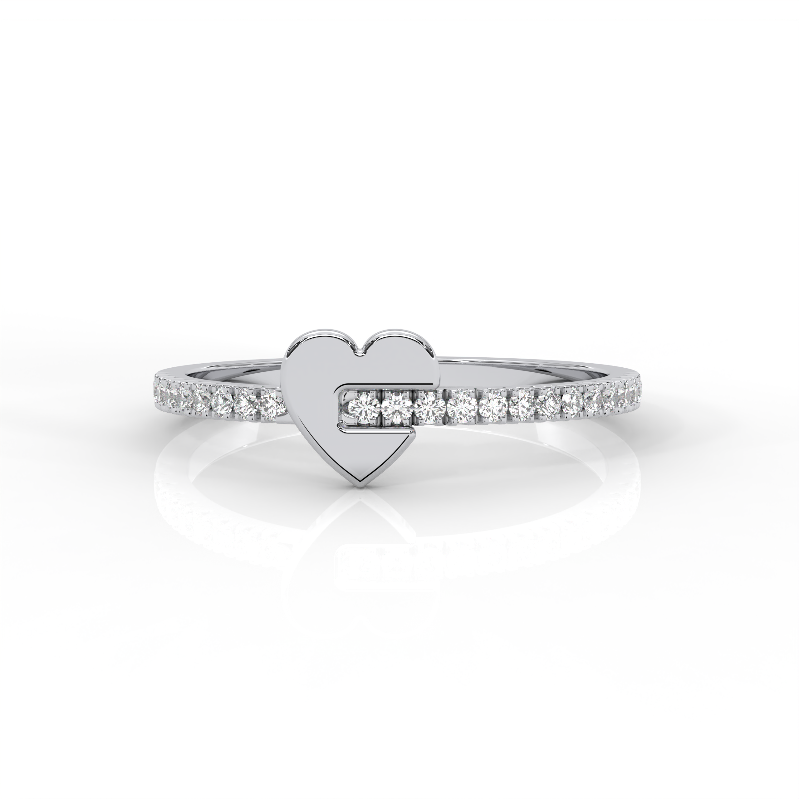 The Amar Round Brilliant Cut Heart Design Natural Diamond Ring