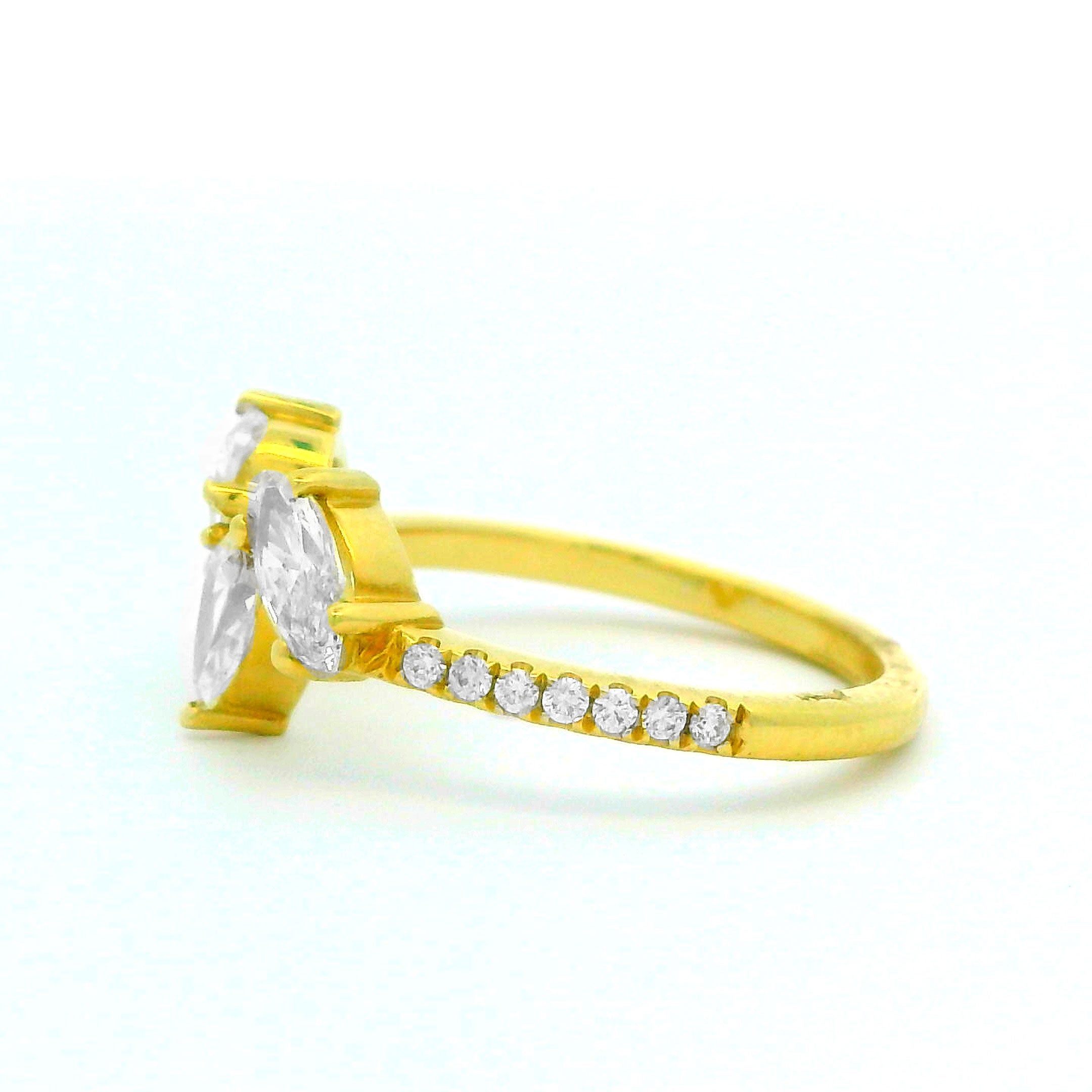 2.12 CTW Mixed Cut Three-Stone Diamond Ring 18K Yellow Gold