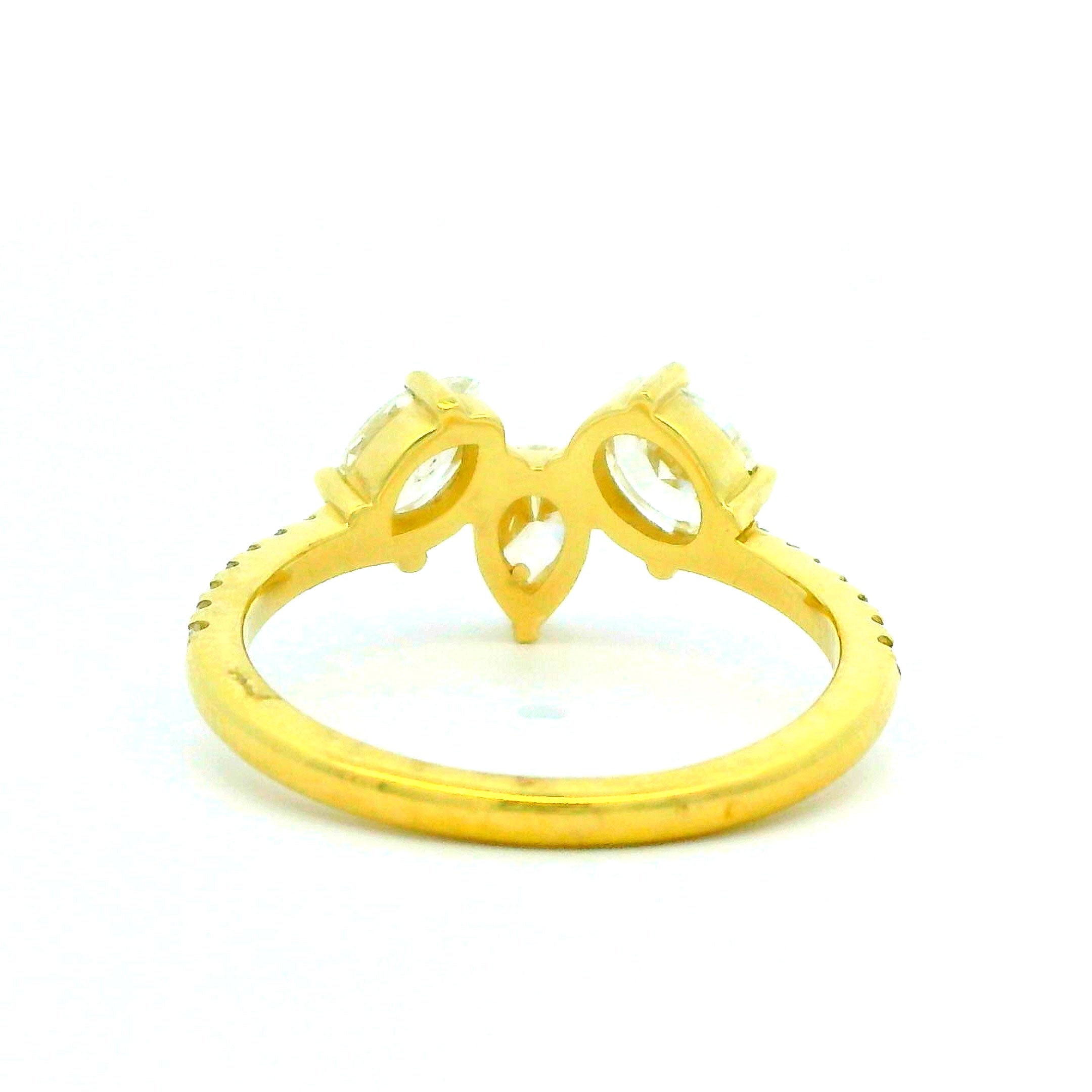 2.12 CTW Mixed Cut Three-Stone Diamond Ring 18K Yellow Gold