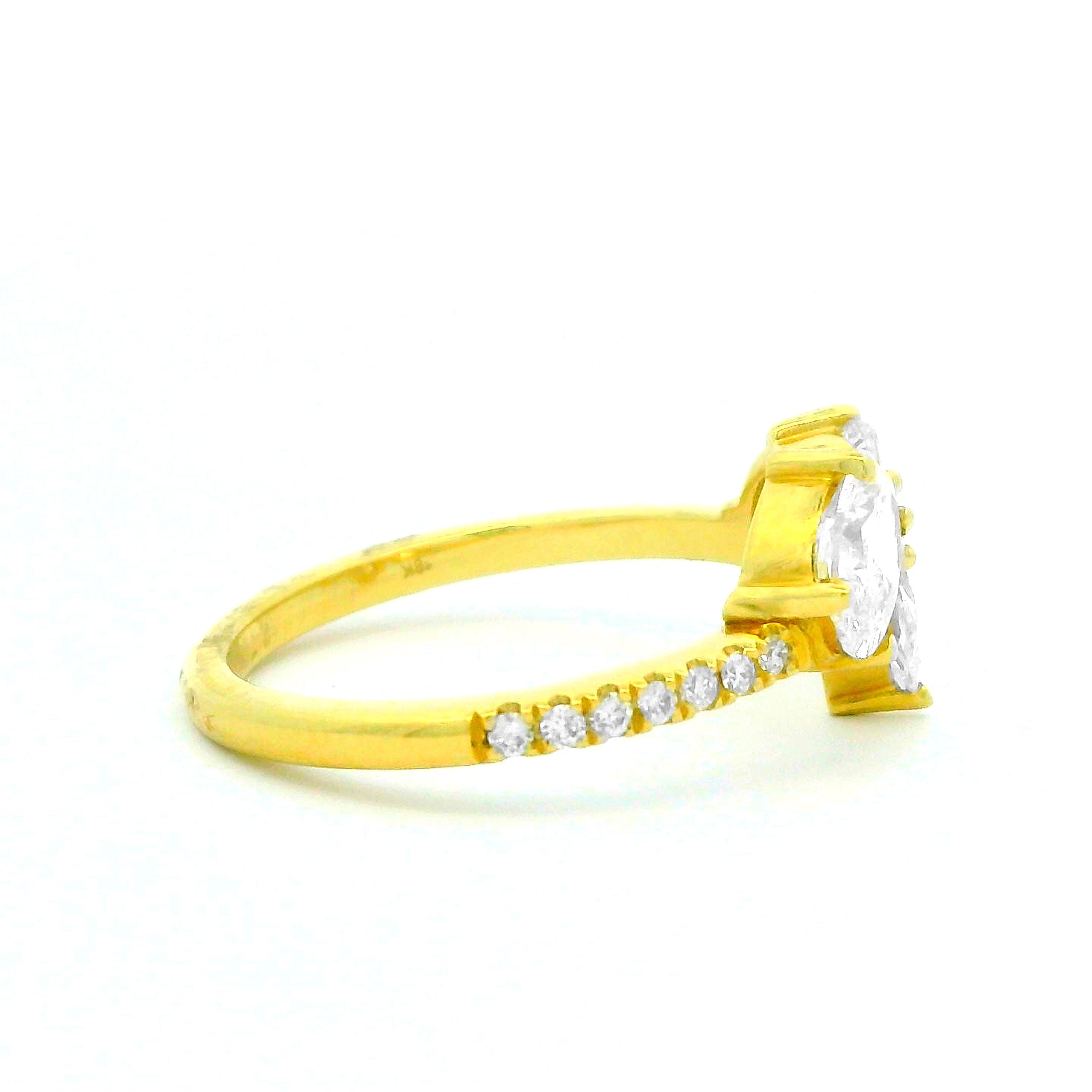 2.12 CTW Mixed Cut Three-Stone Diamond Ring 18K Yellow Gold