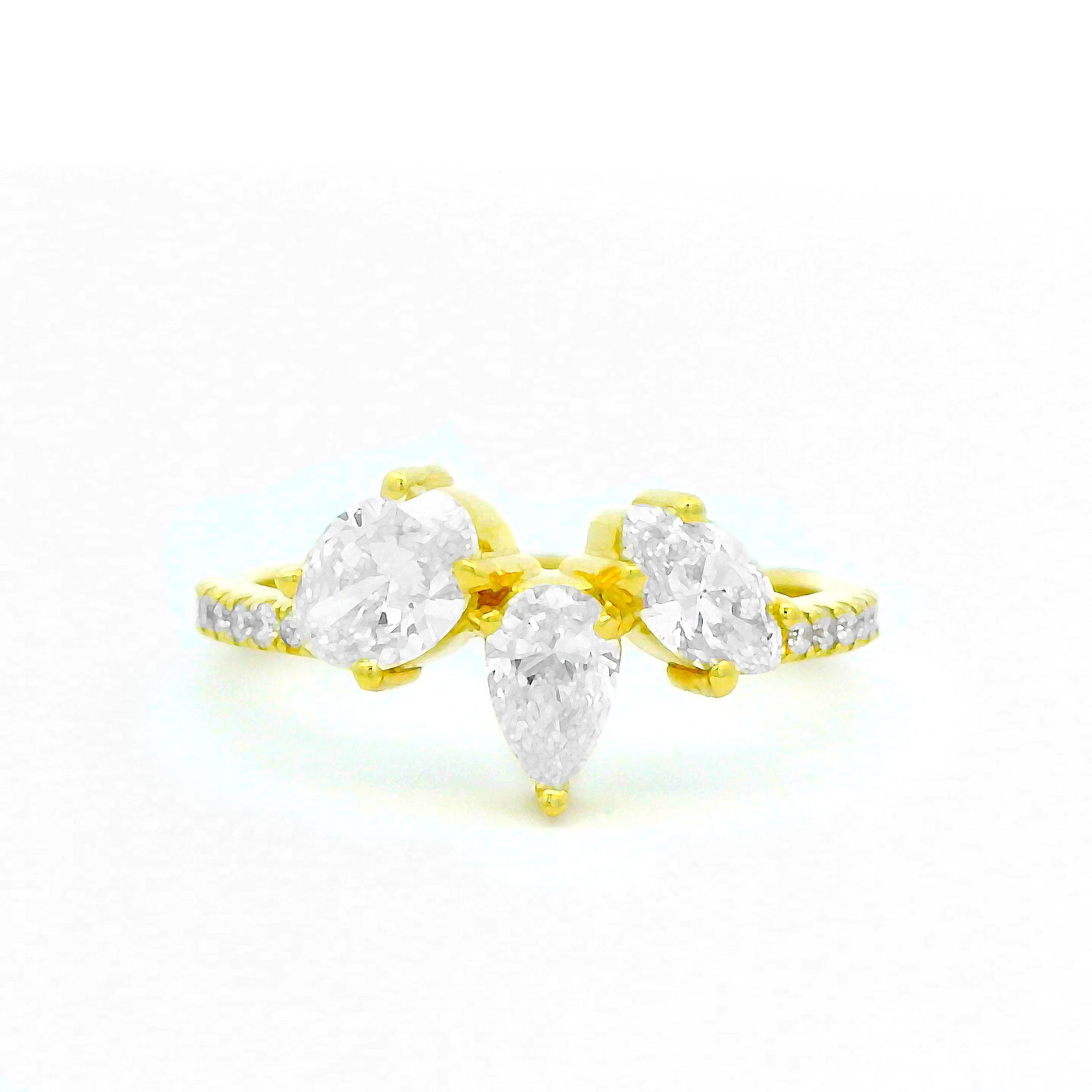 2.12 CTW Mixed Cut Three-Stone Diamond Ring 18K Yellow Gold