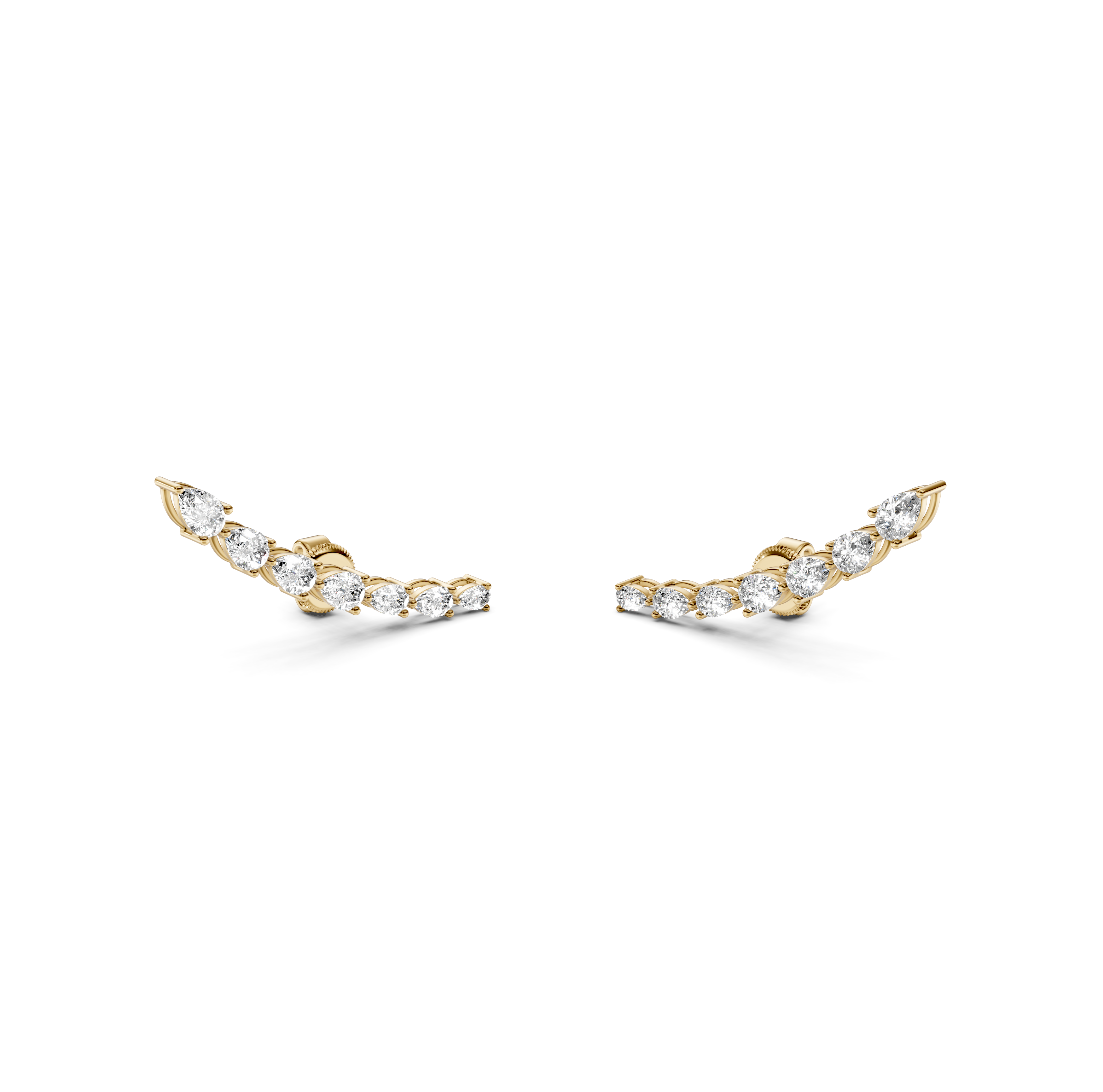 Pear Cut Curved Bar Climber Earrings