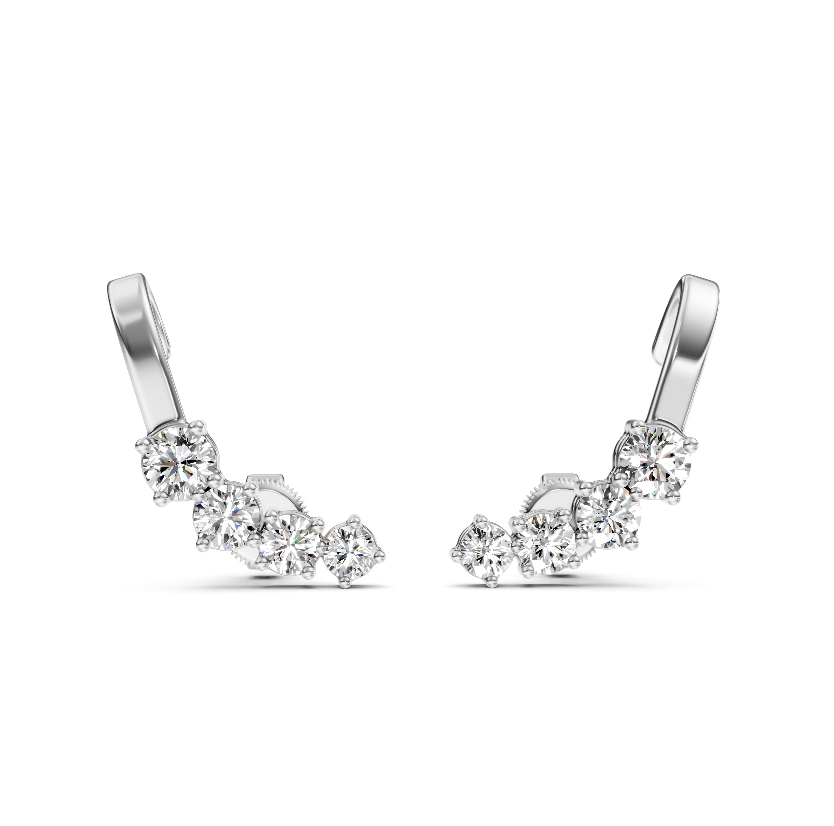 Round Cut Diamond Ear Cuffs