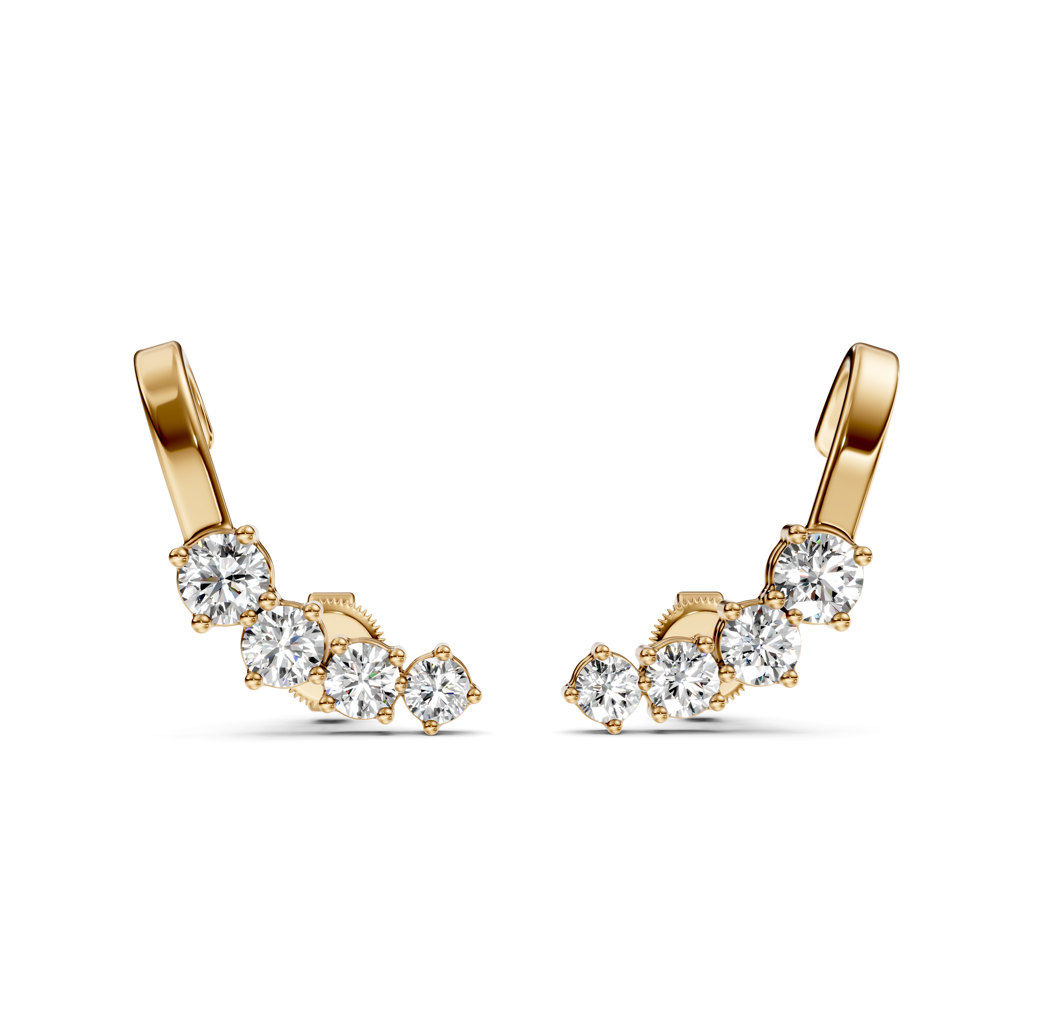 Round Cut Diamond Ear Cuffs