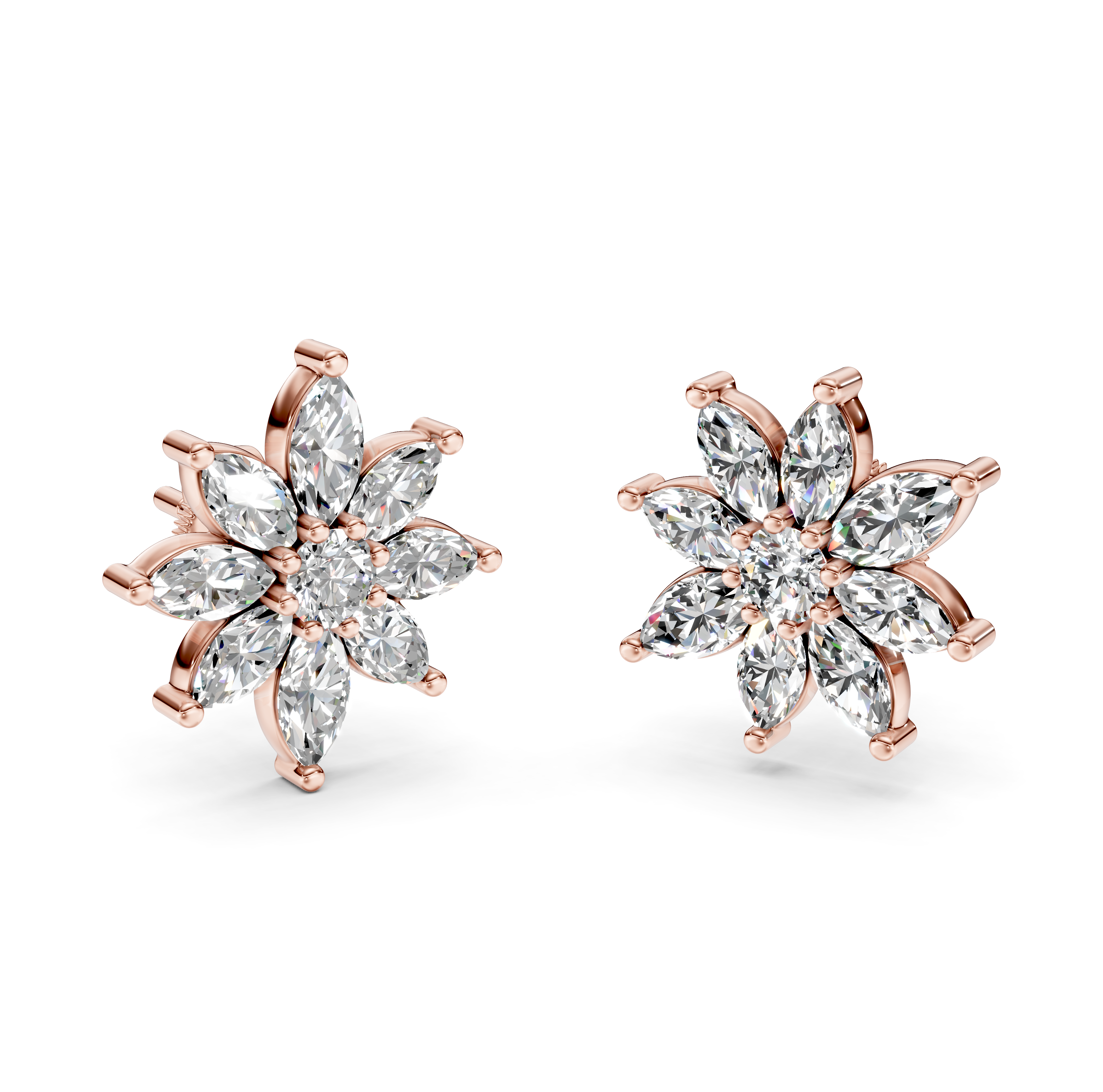 Diamond Flower Stud Earrings