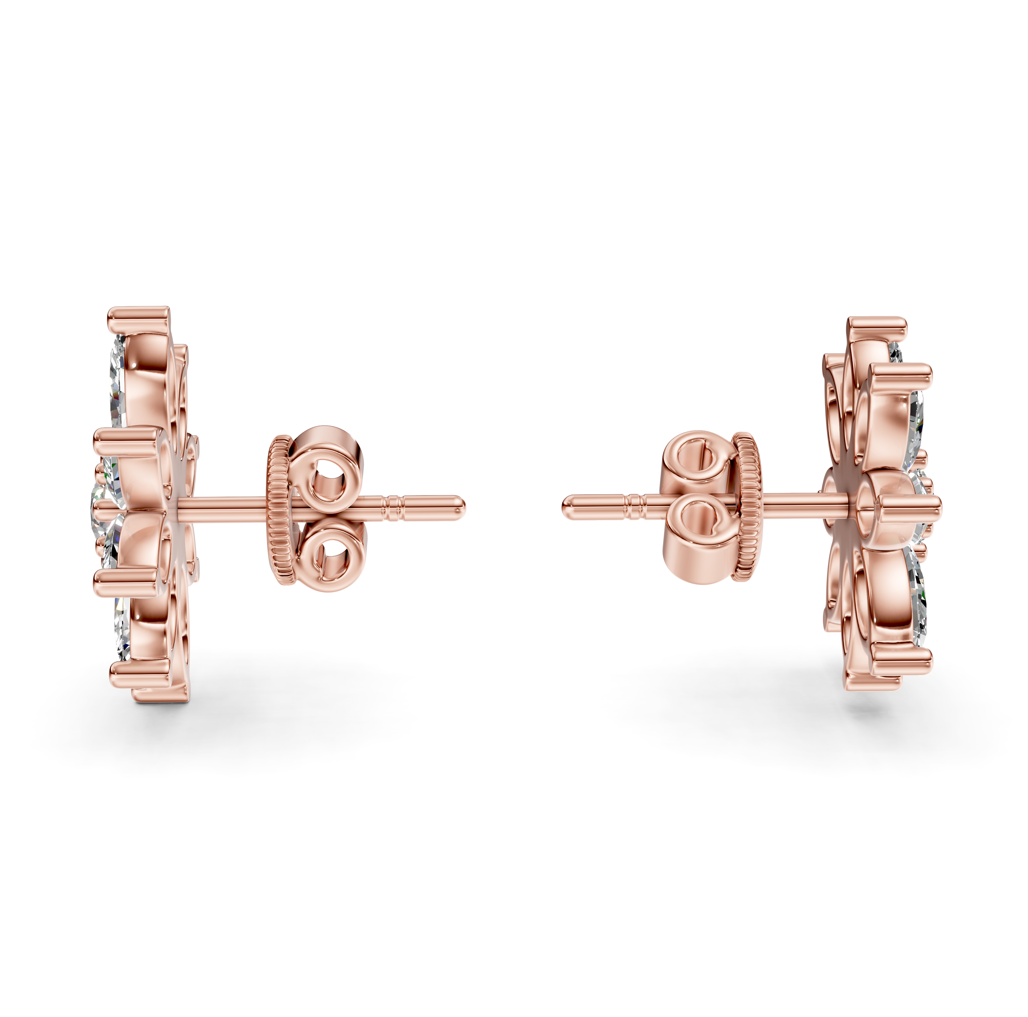 Diamond Flower Stud Earrings