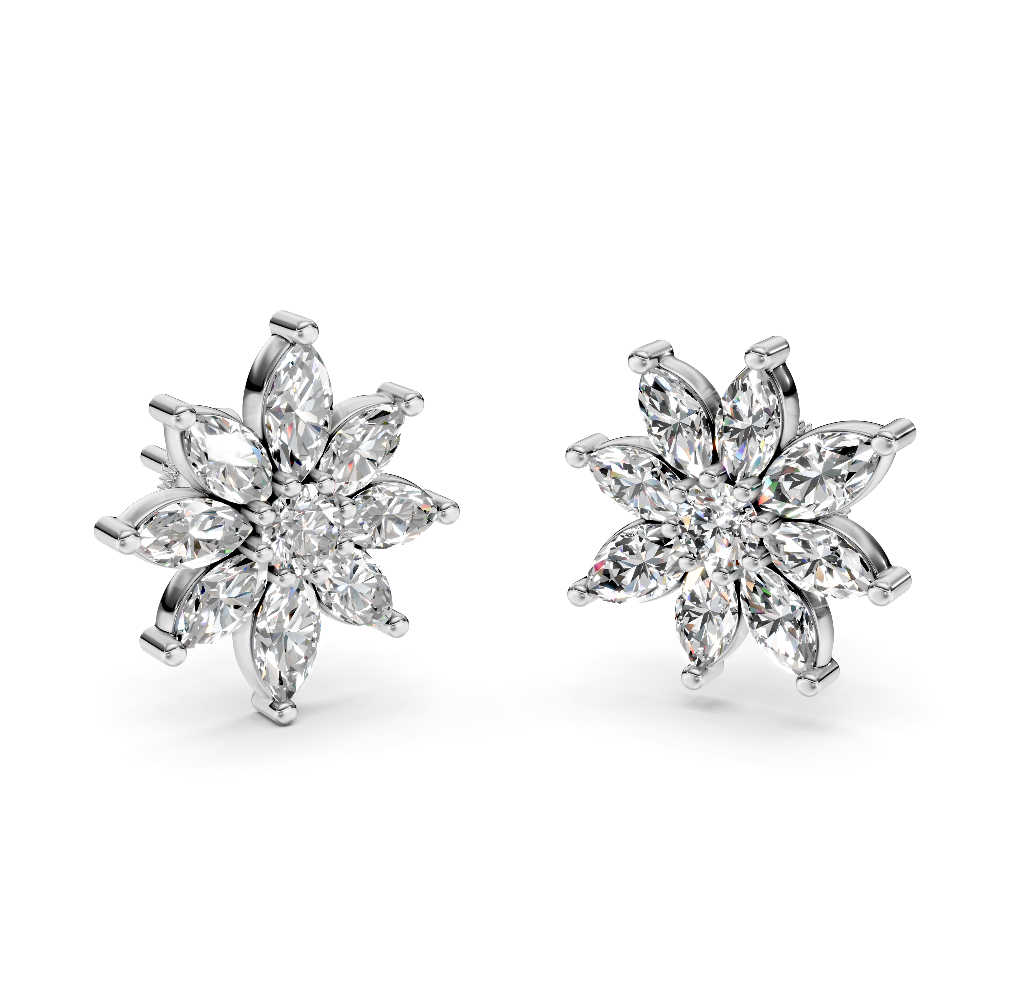 Diamond Flower Stud Earrings