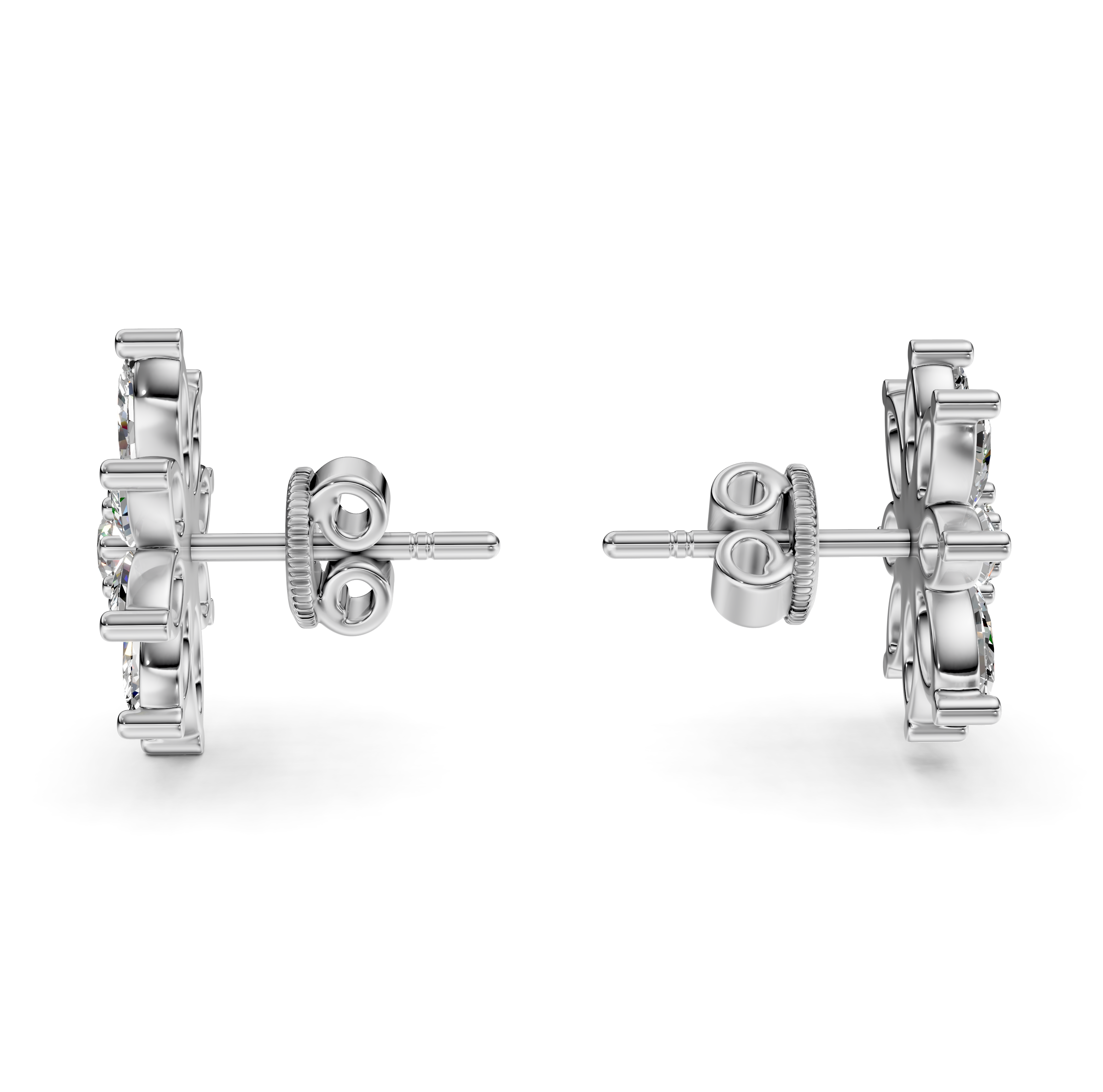Diamond Flower Stud Earrings