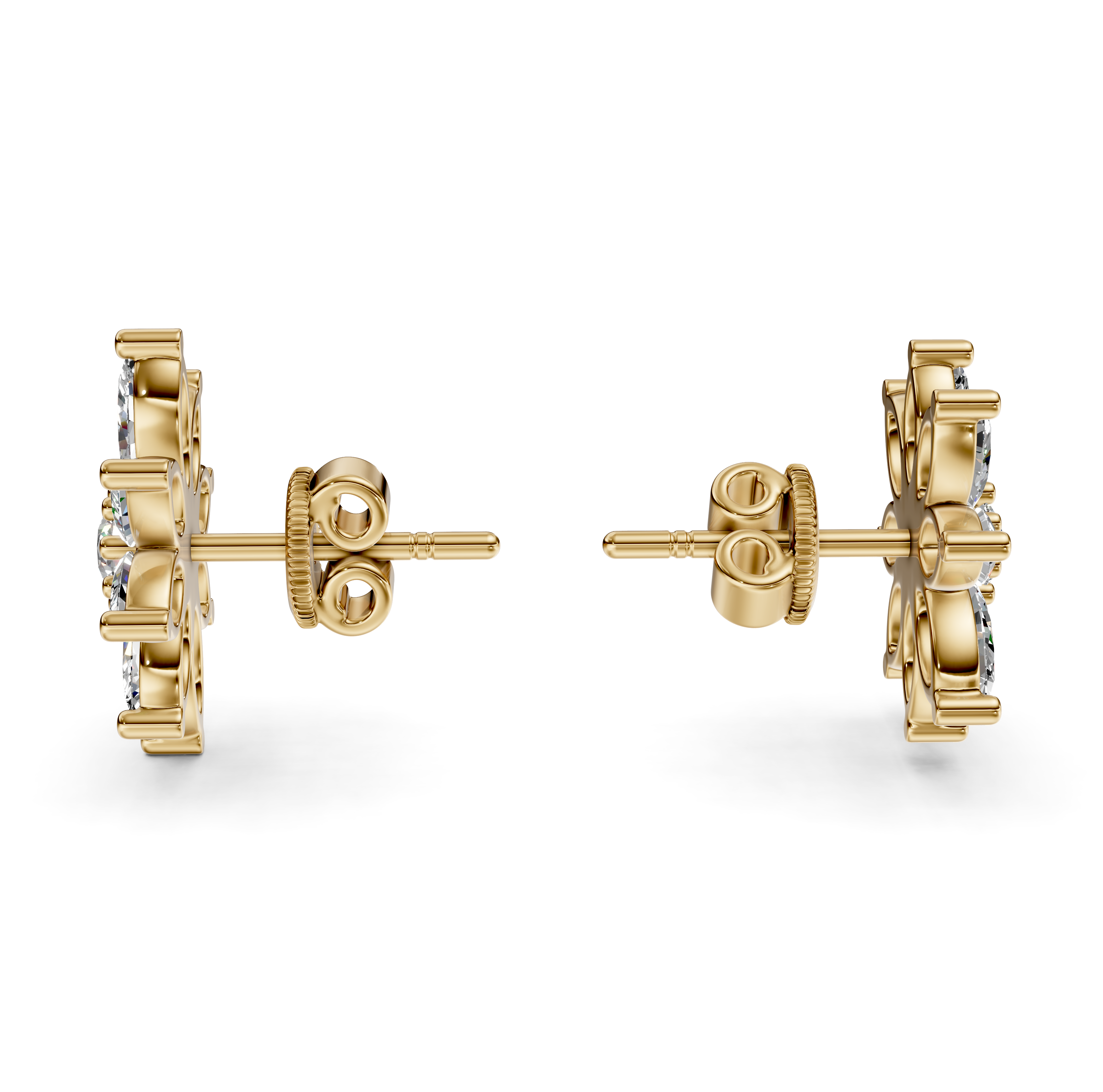 Diamond Flower Stud Earrings