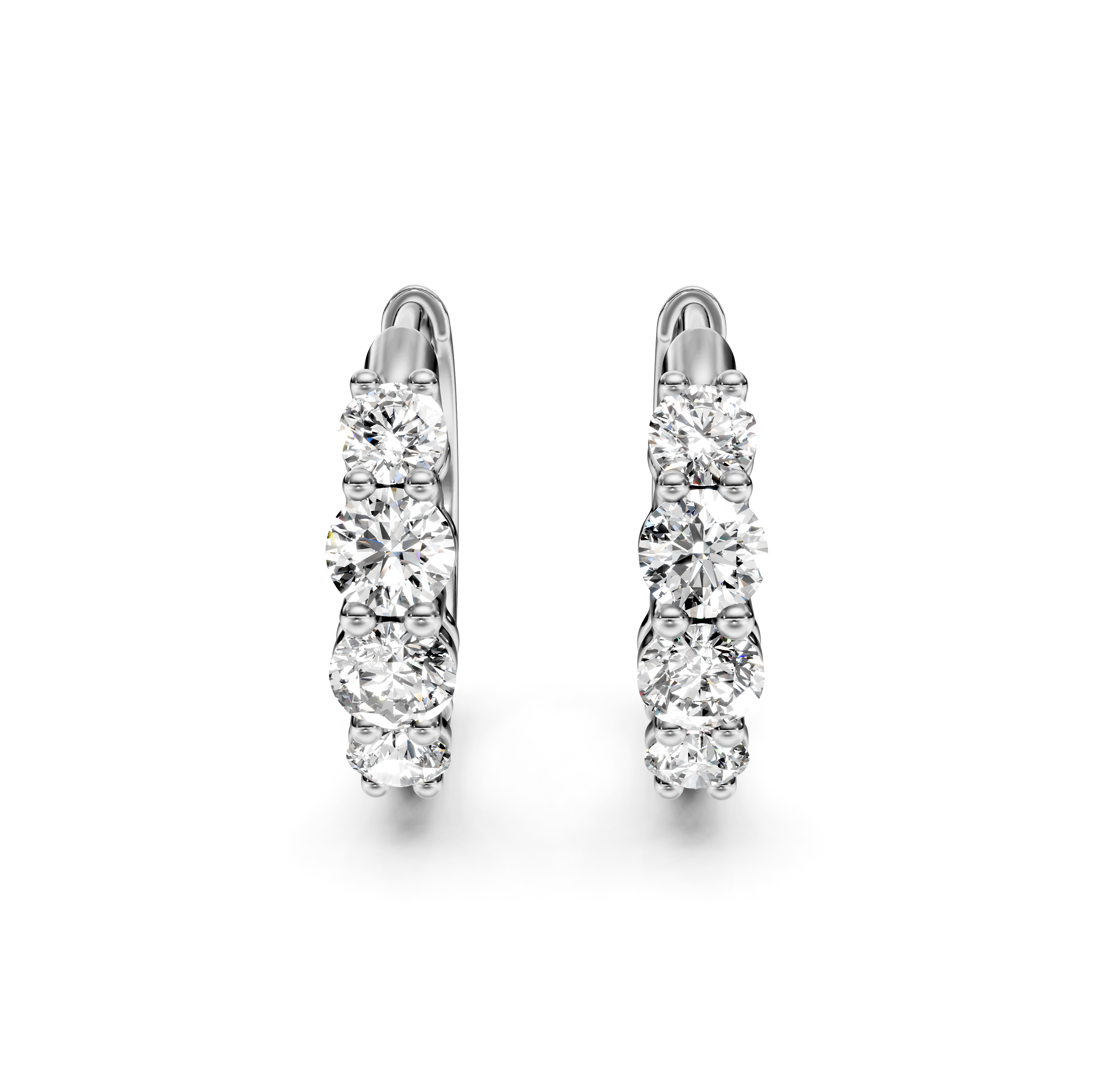 Graduated Half Eternity Diamond Hoop Earrings