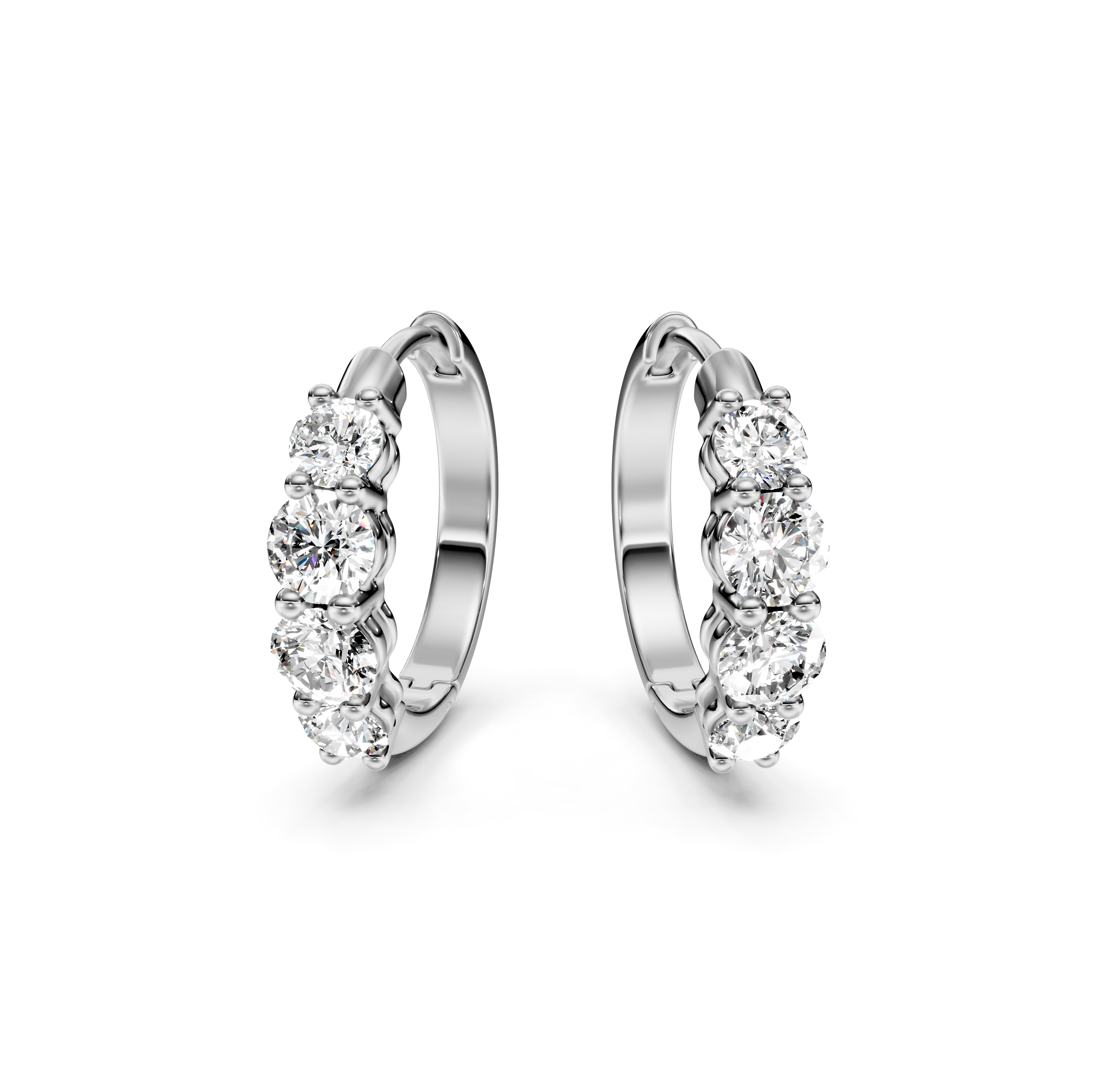 Graduated Half Eternity Diamond Hoop Earrings