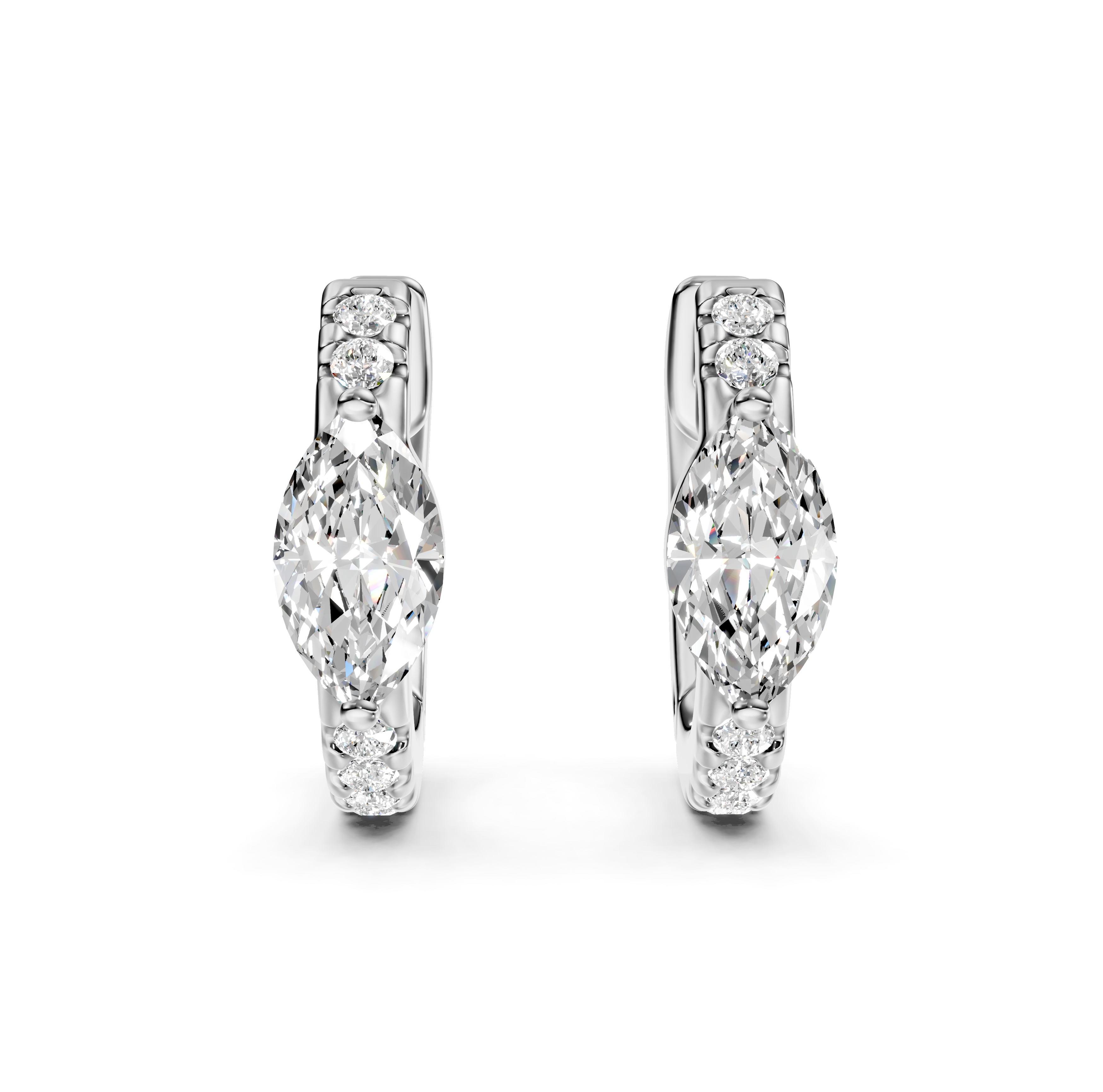 Marquise Cut Diamond Pavé Huggie Earrings