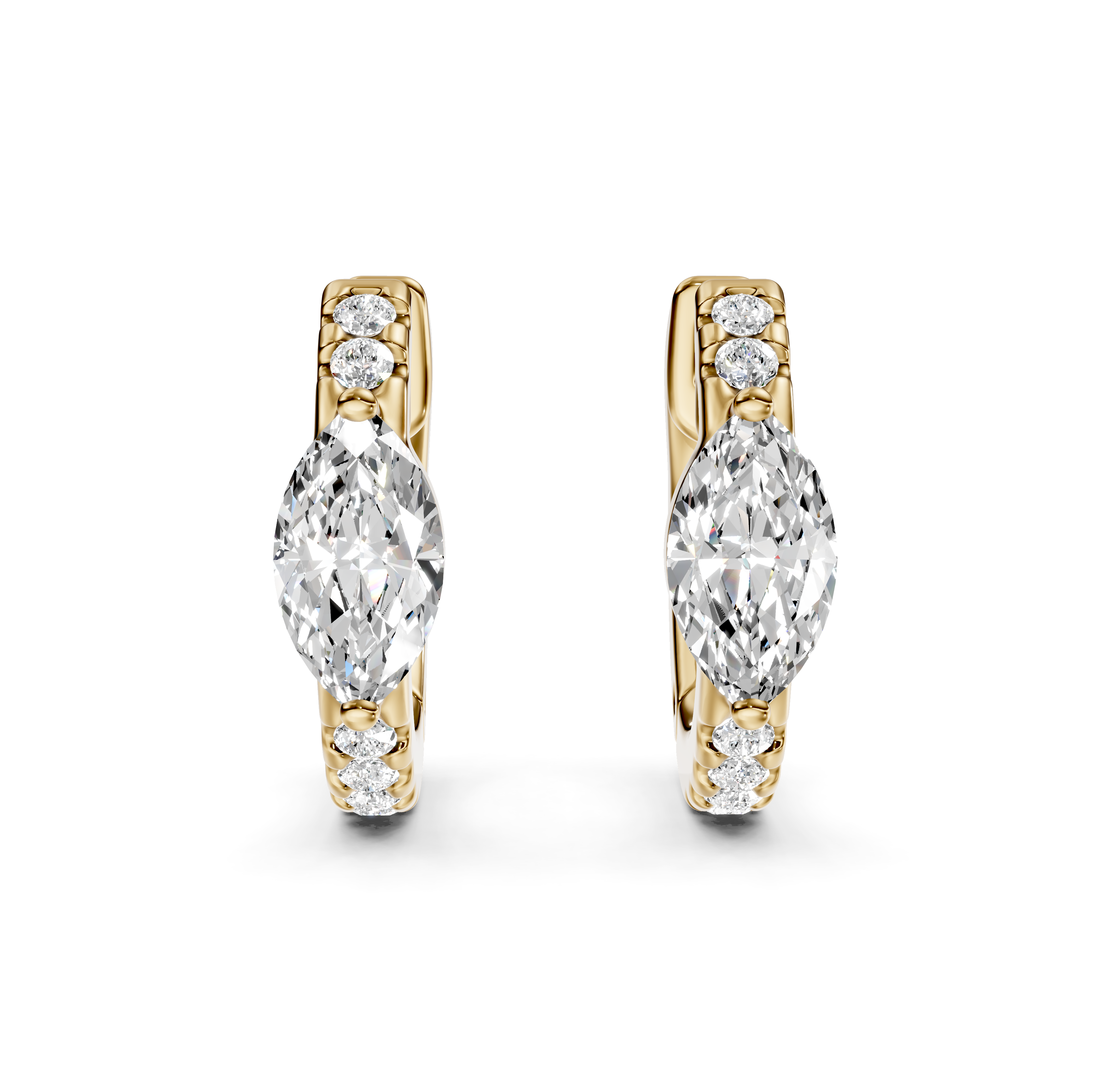 Marquise Cut Diamond Pavé Huggie Earrings