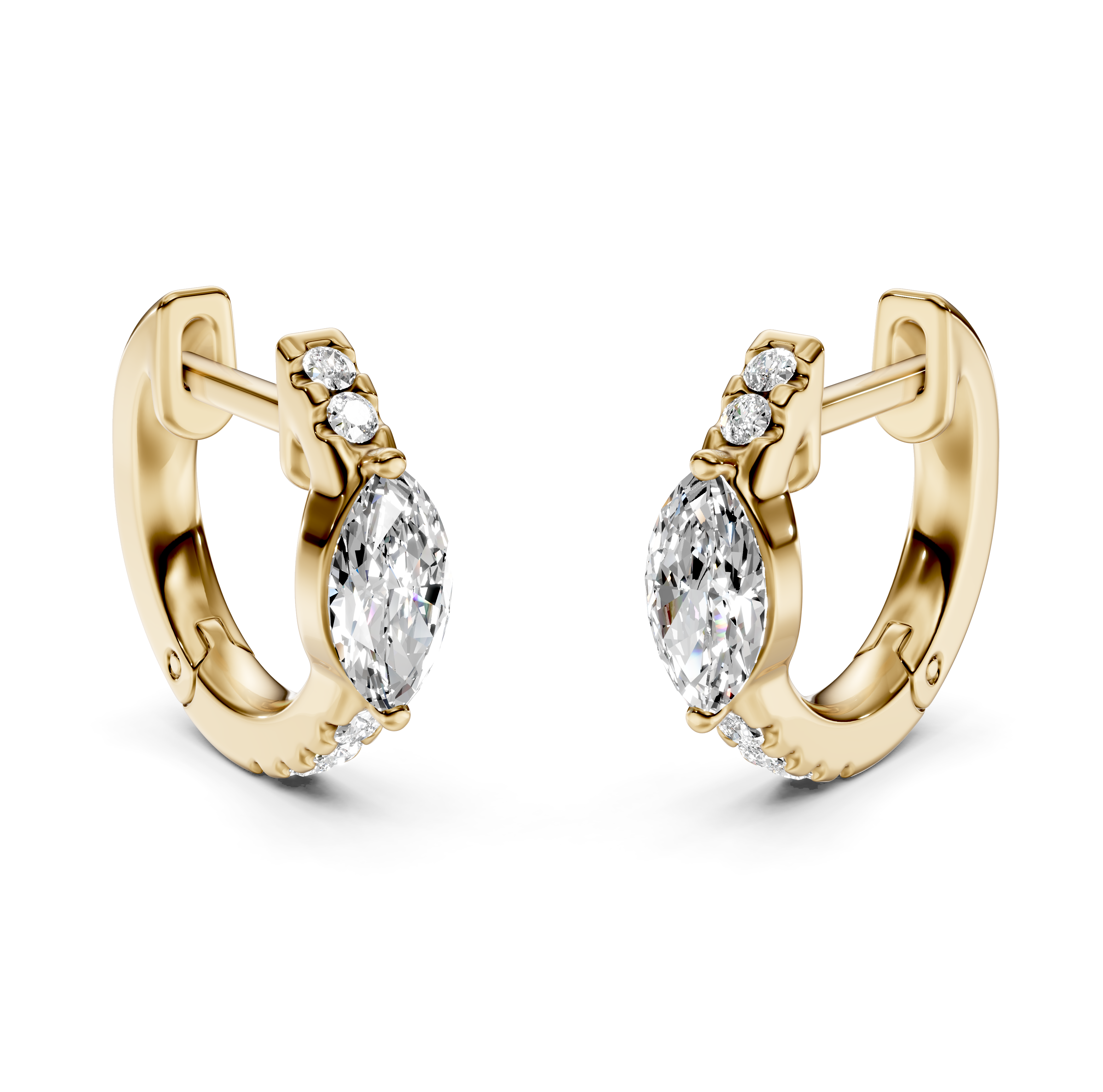 Marquise Cut Diamond Pavé Huggie Earrings