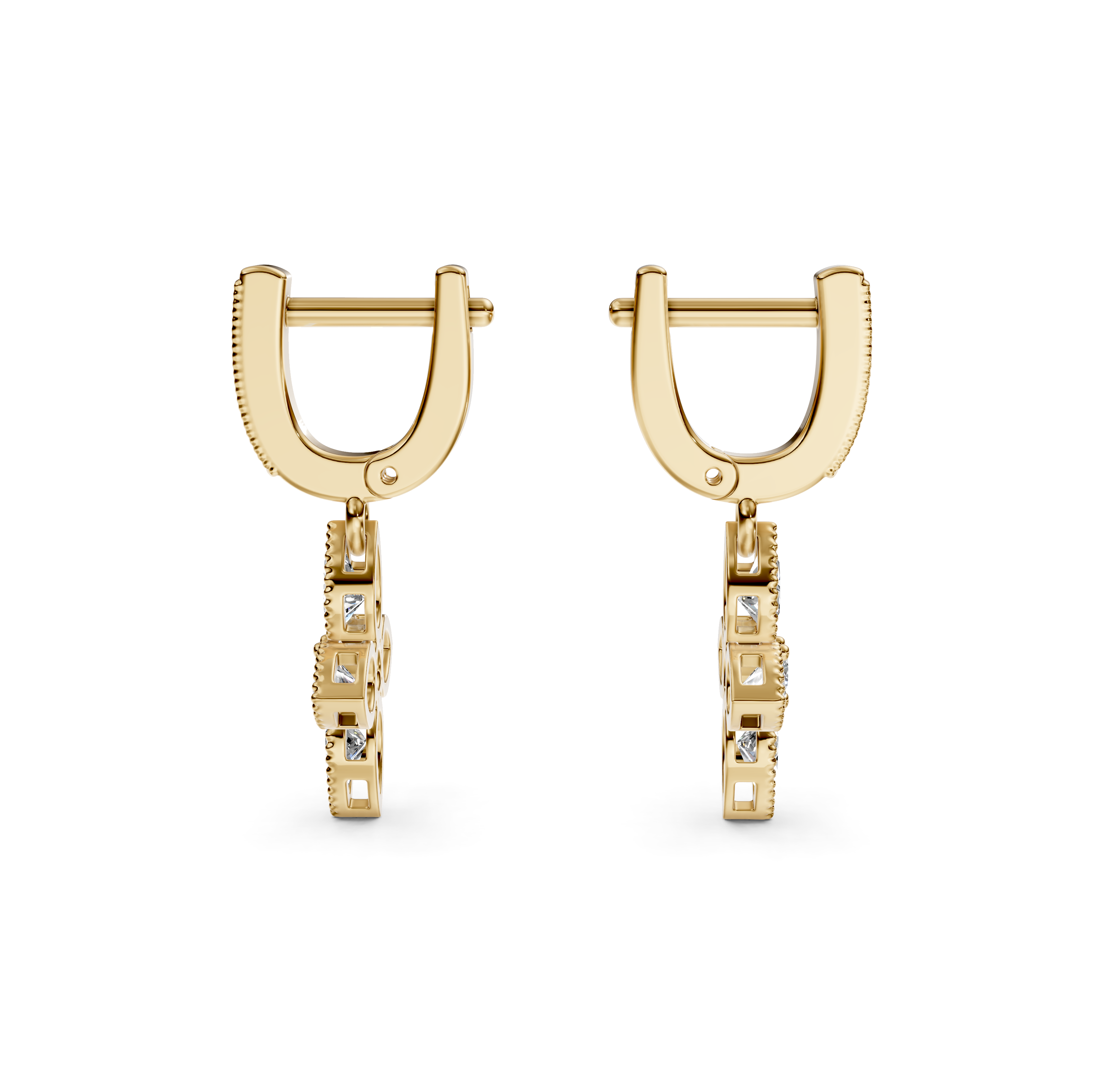 Flower Drop Milgrain Diamond Earrings