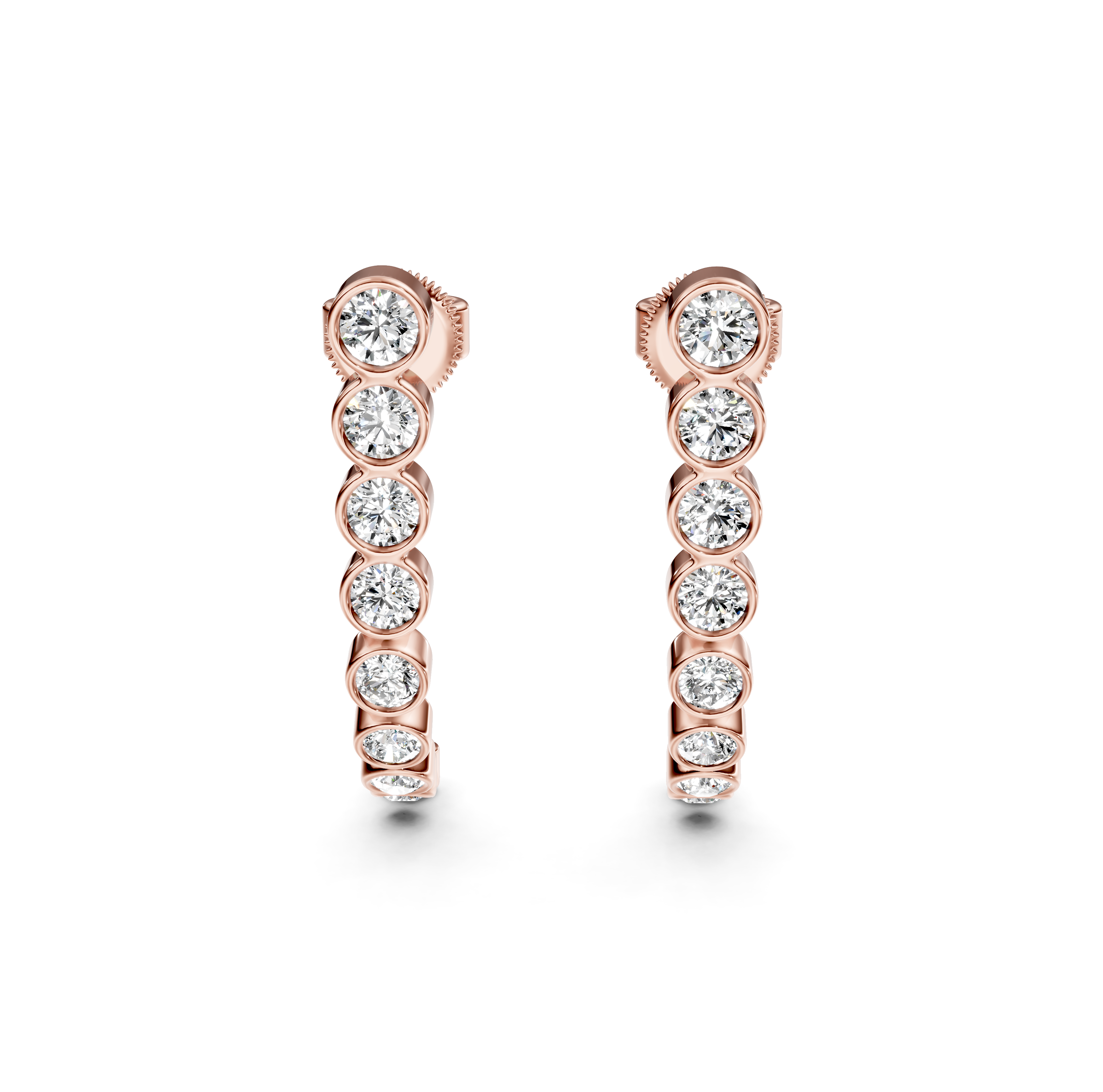 Bezel-Set Diamond Half Hoop Earrings