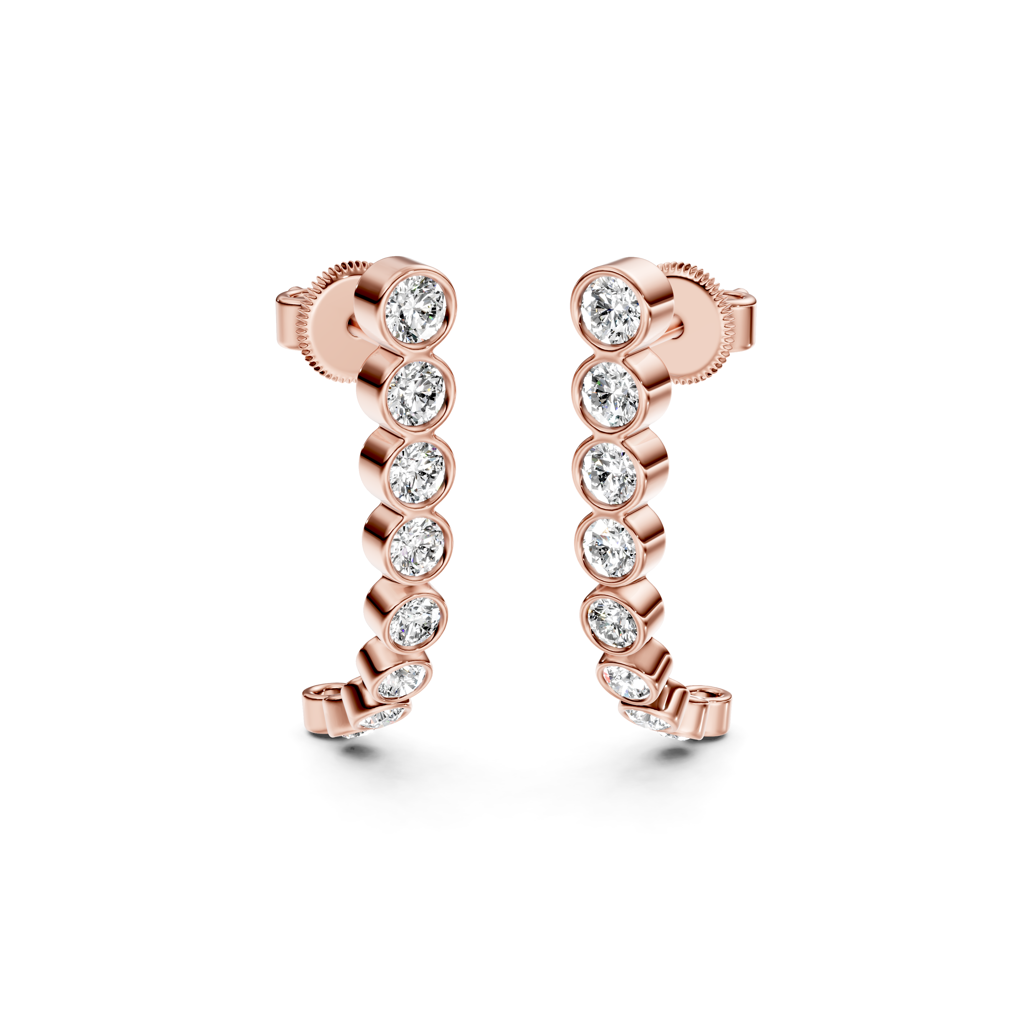 Bezel-Set Diamond Half Hoop Earrings