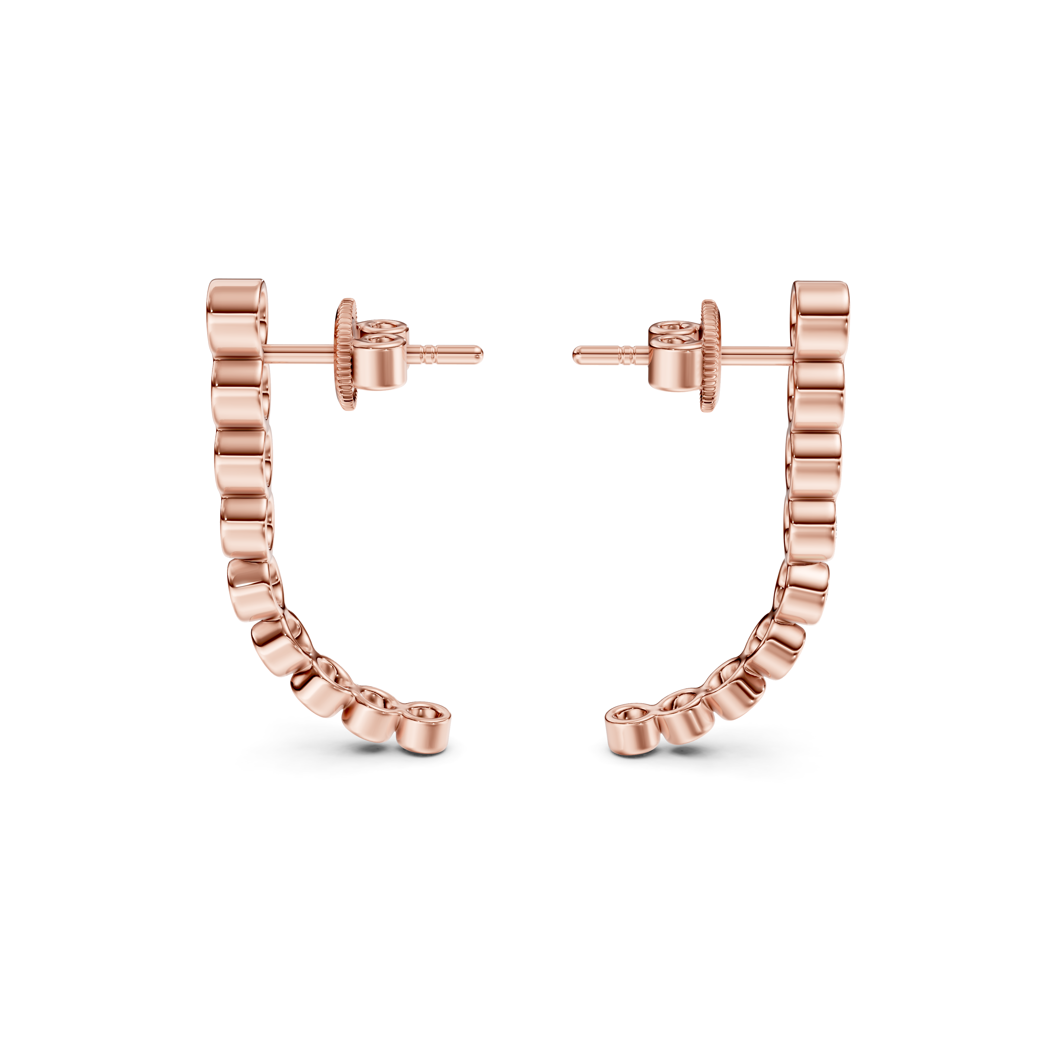Bezel-Set Diamond Half Hoop Earrings