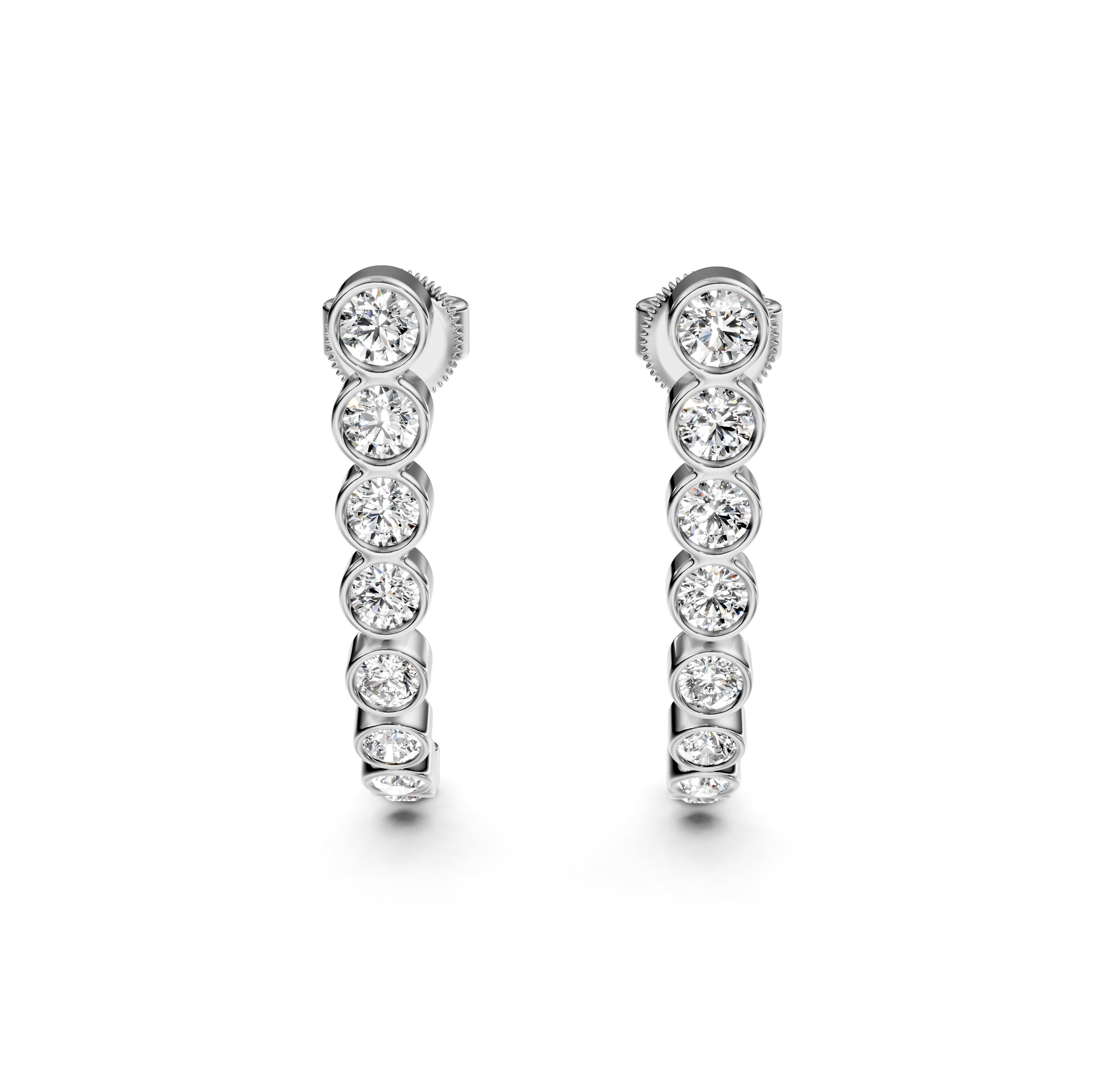 Bezel-Set Diamond Half Hoop Earrings