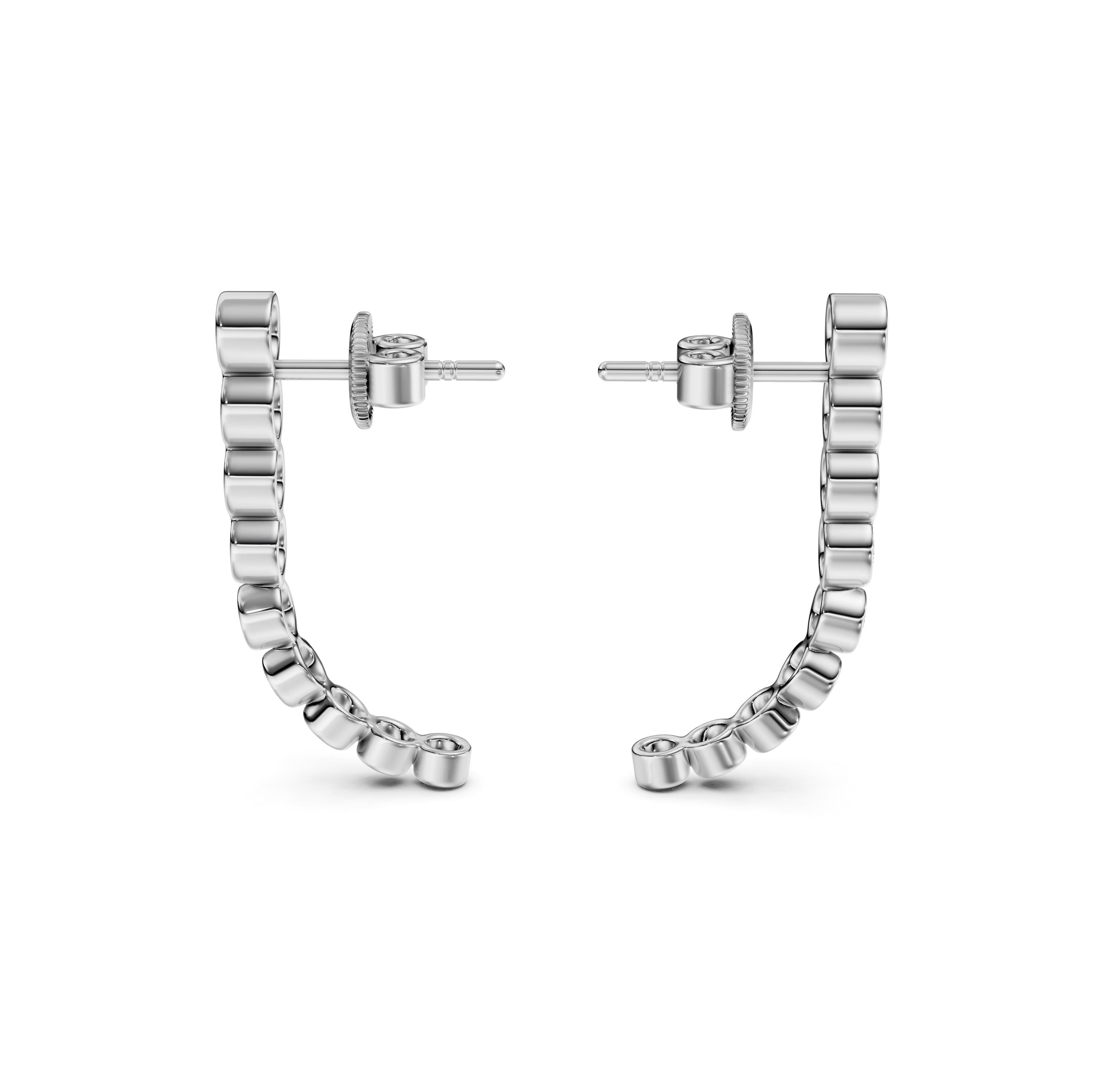 Bezel-Set Diamond Half Hoop Earrings
