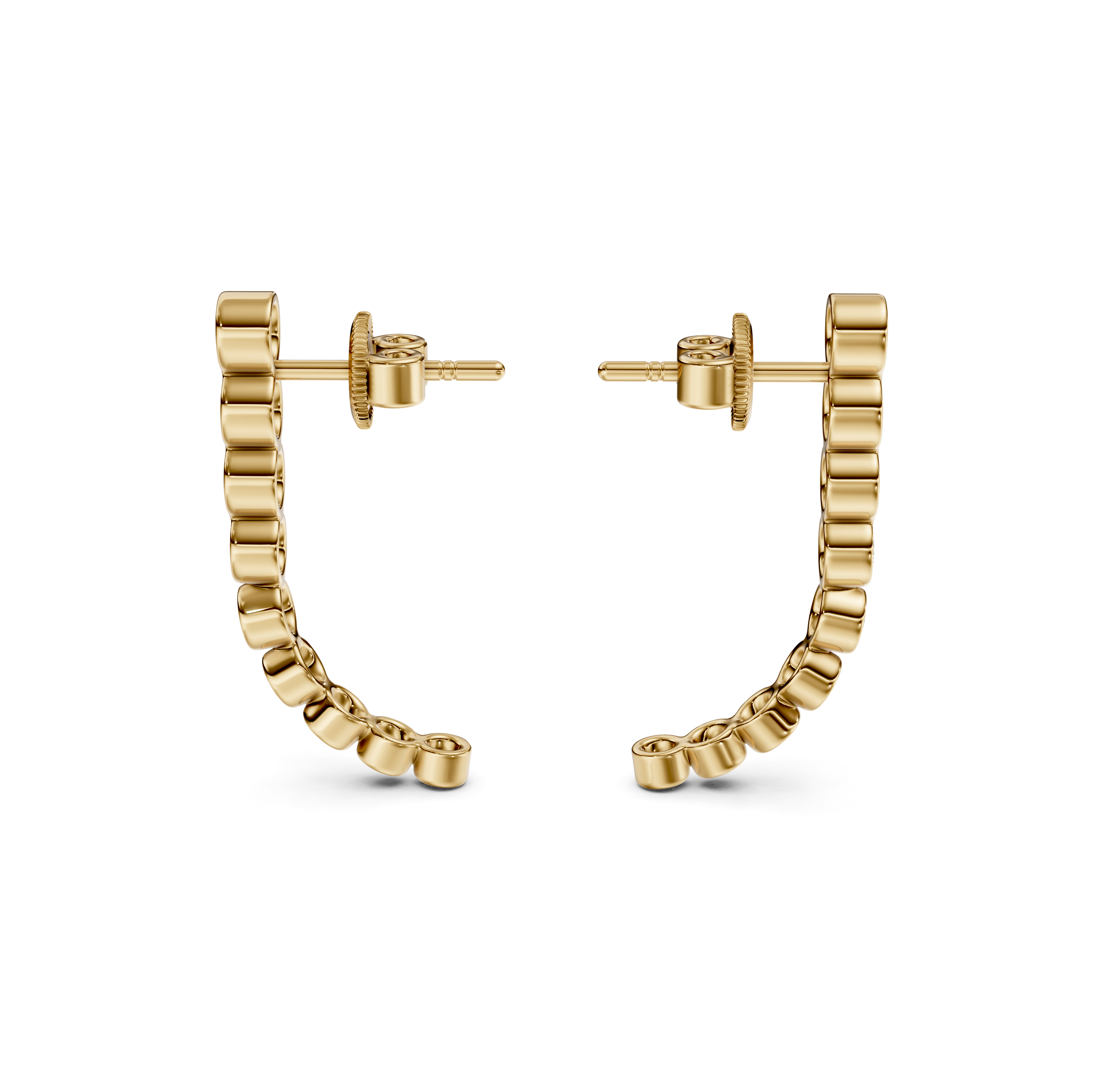Bezel-Set Diamond Half Hoop Earrings