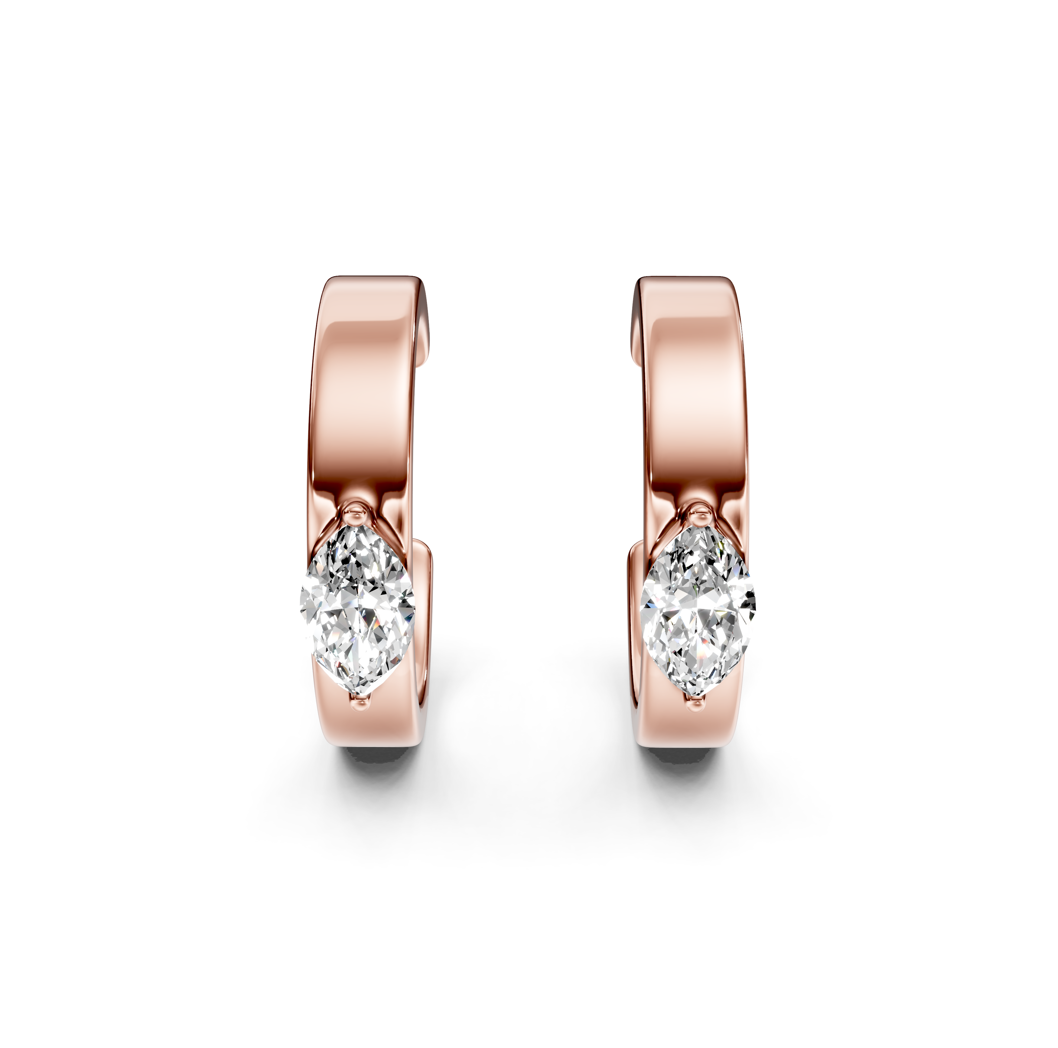 Marquise Cut Diamond Huggie Earrings