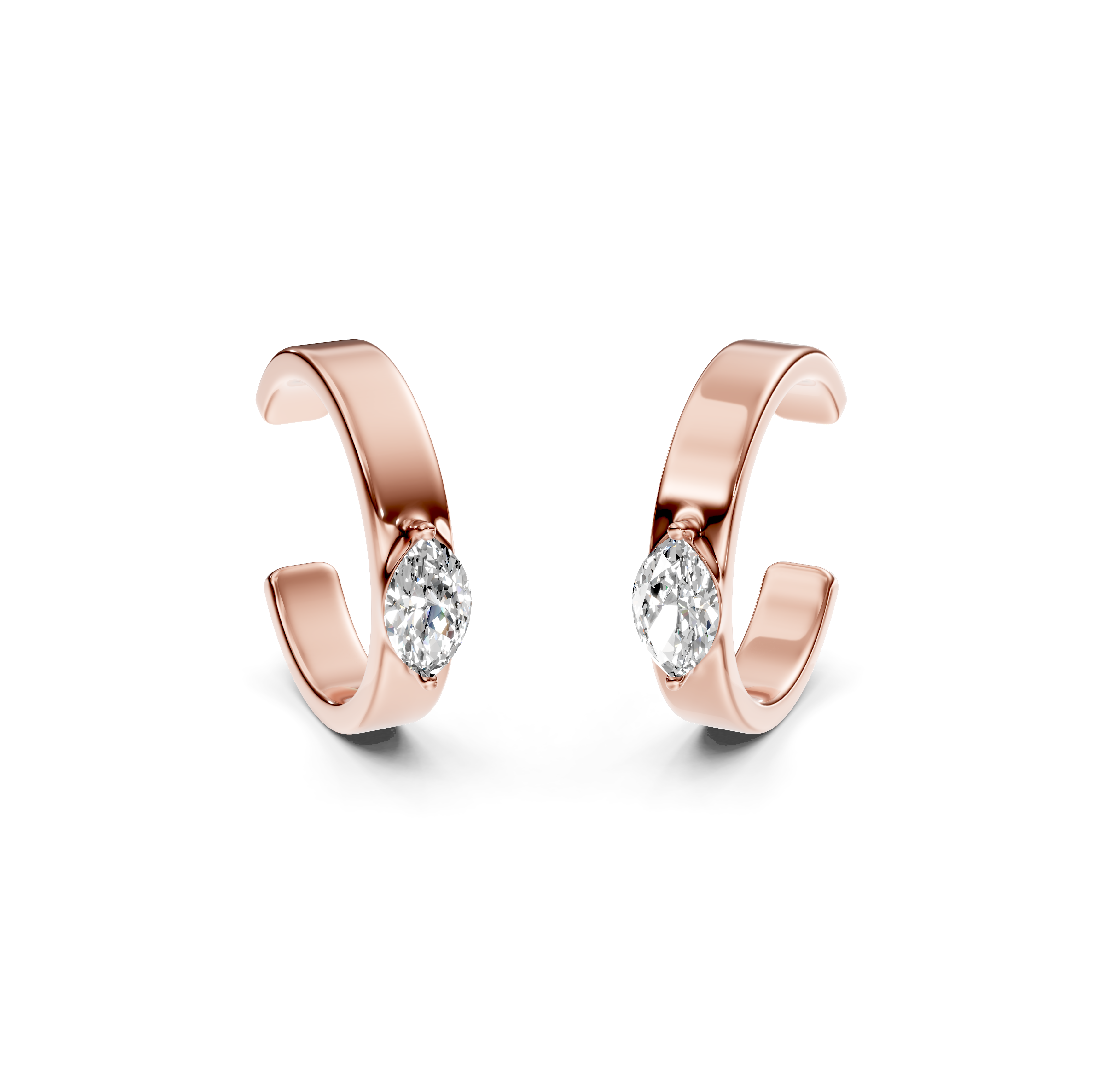 Marquise Cut Diamond Huggie Earrings