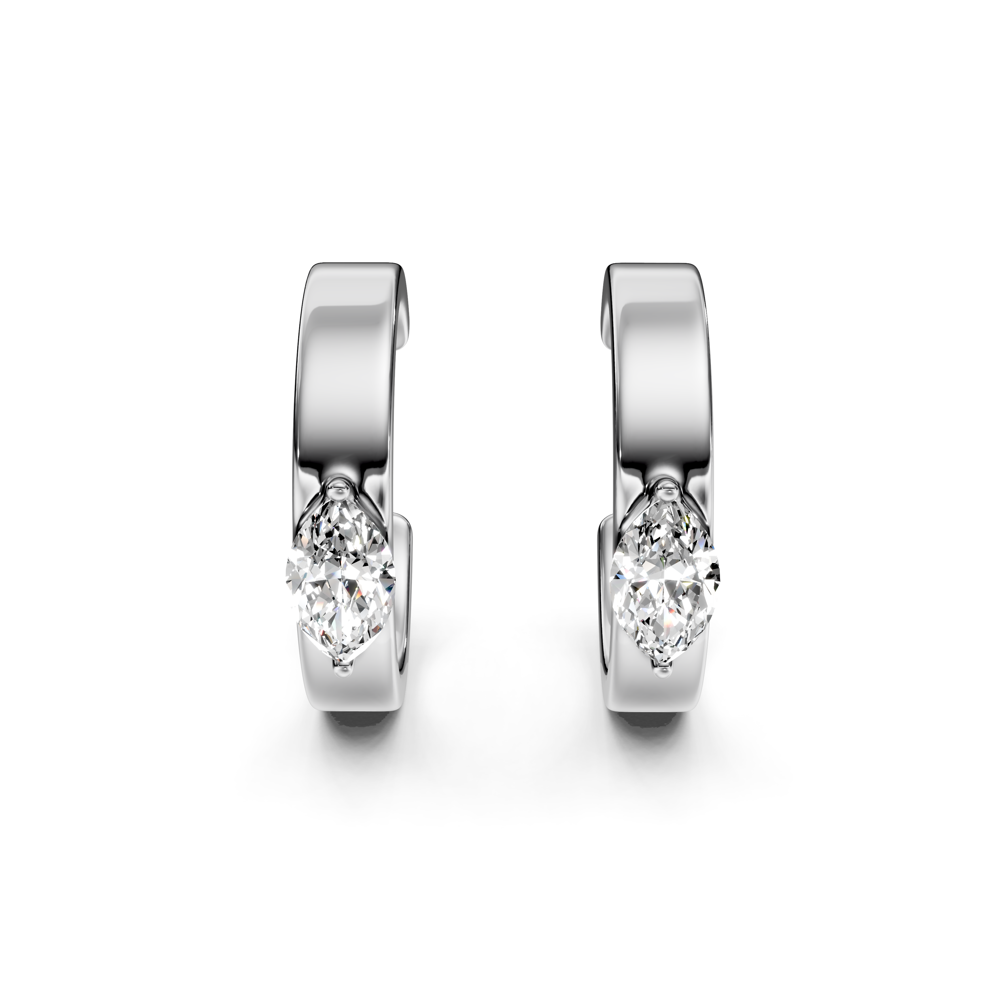 Marquise Cut Diamond Huggie Earrings