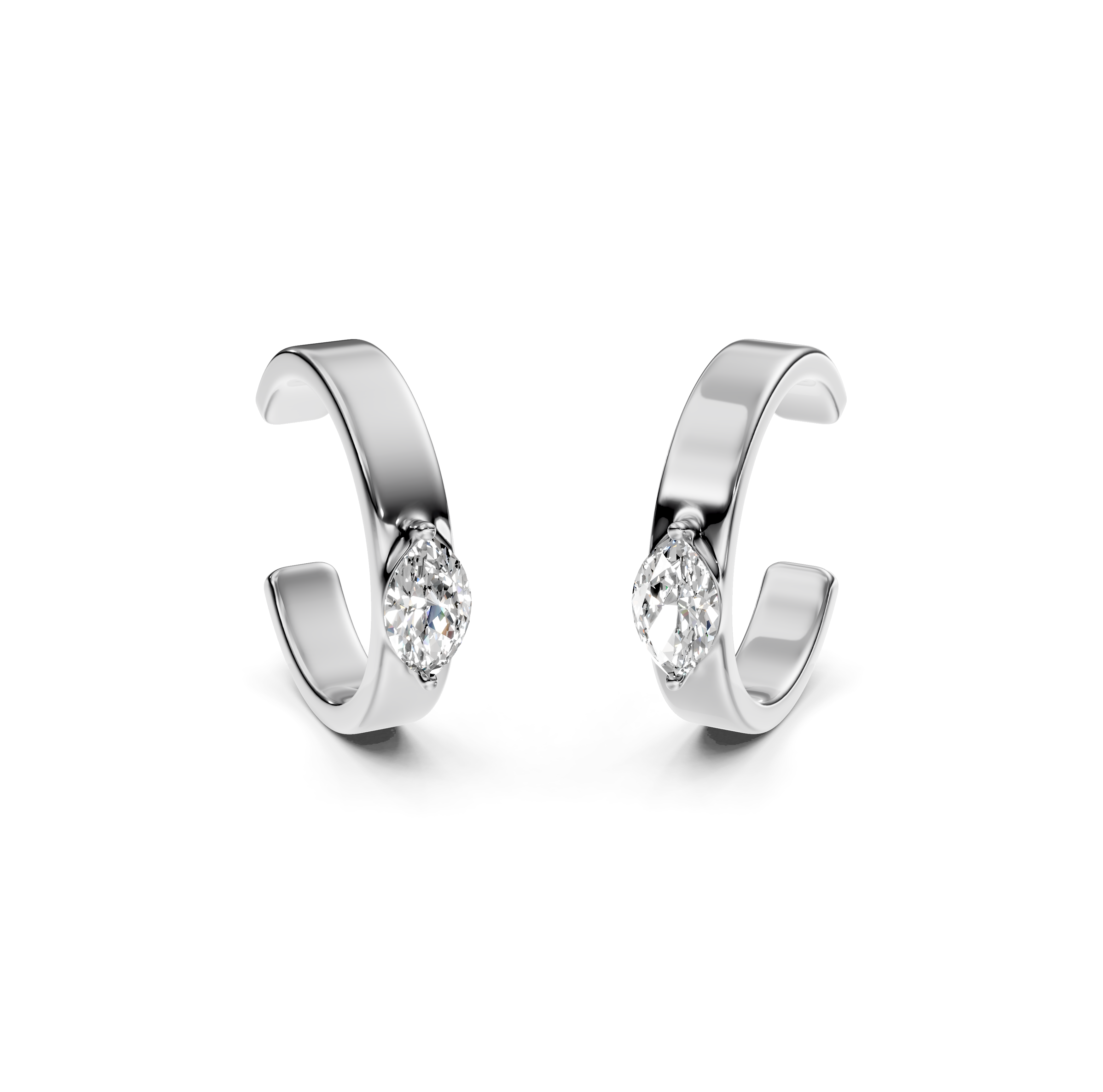 Marquise Cut Diamond Huggie Earrings