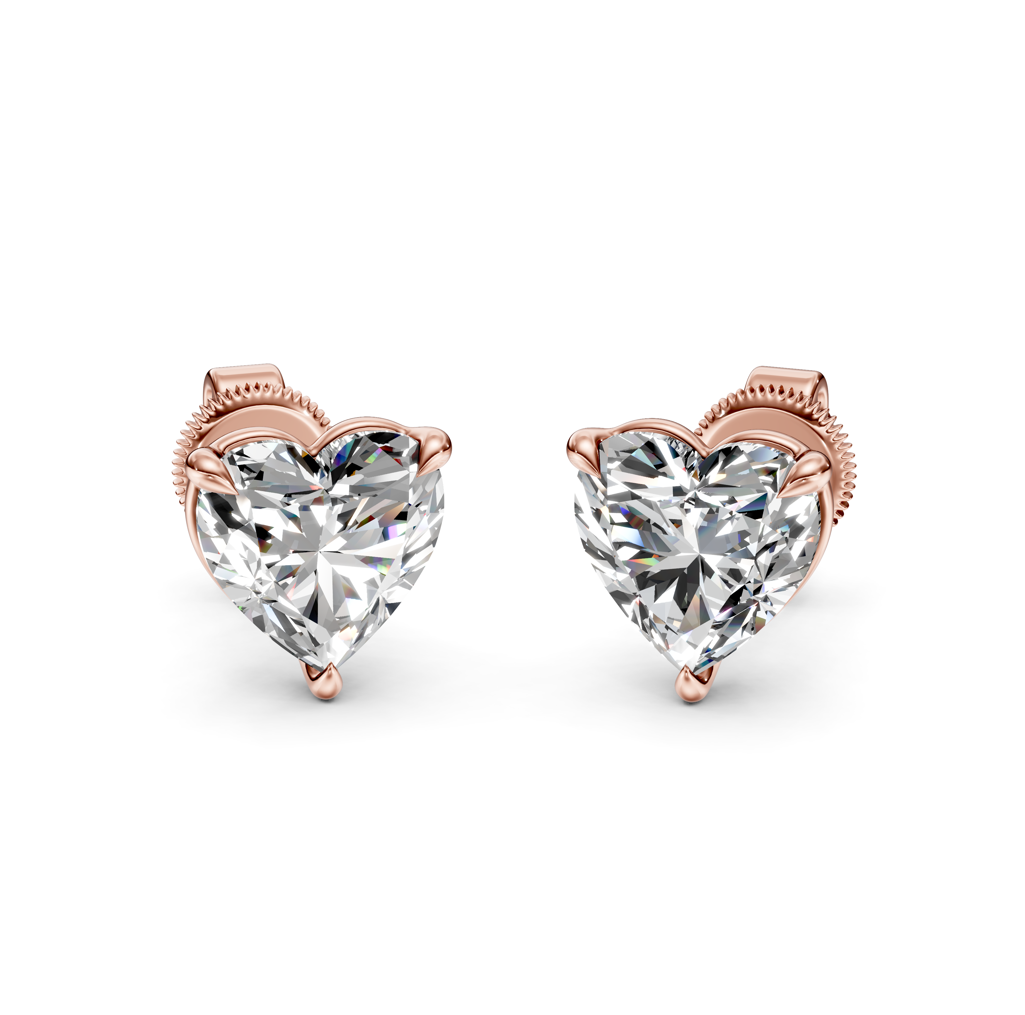 Heart Cut Diamond Stud Earrings