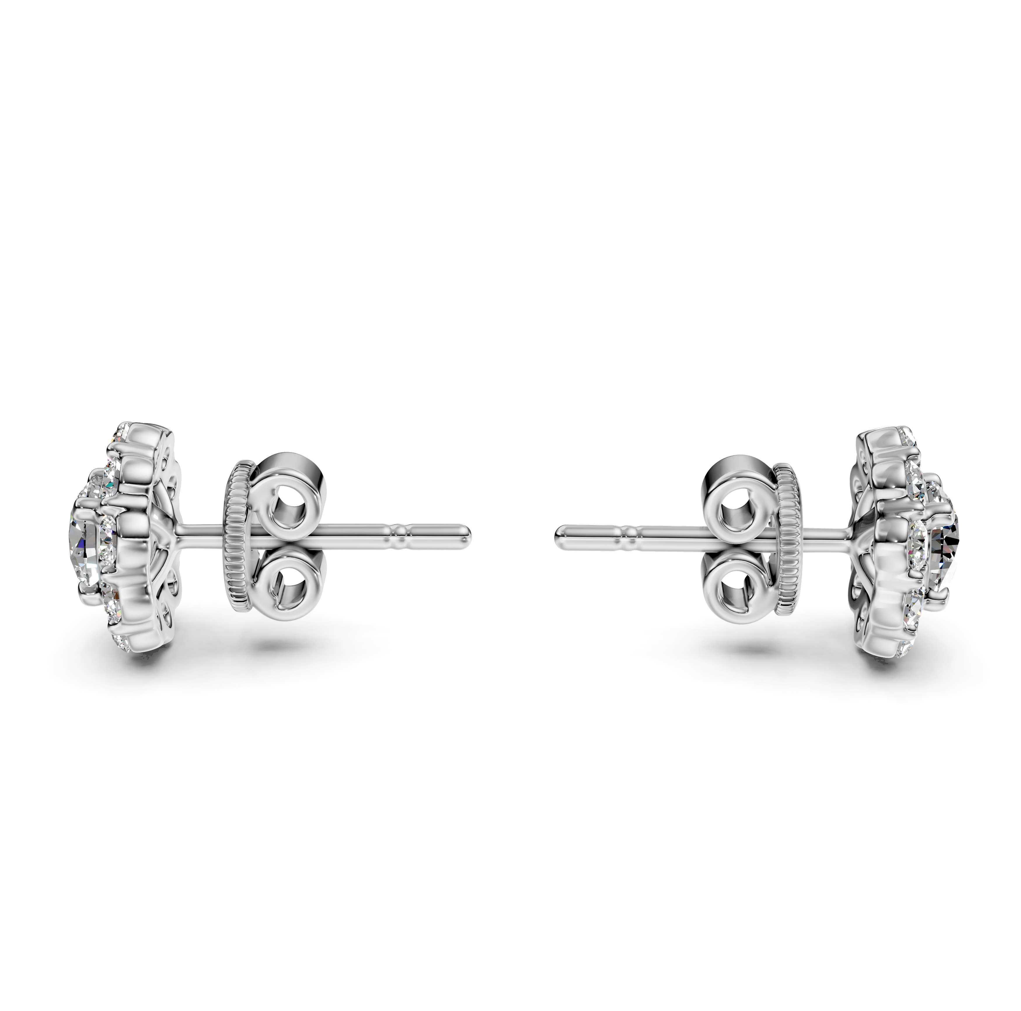 Round Cut Halo Diamond Stud Earrings