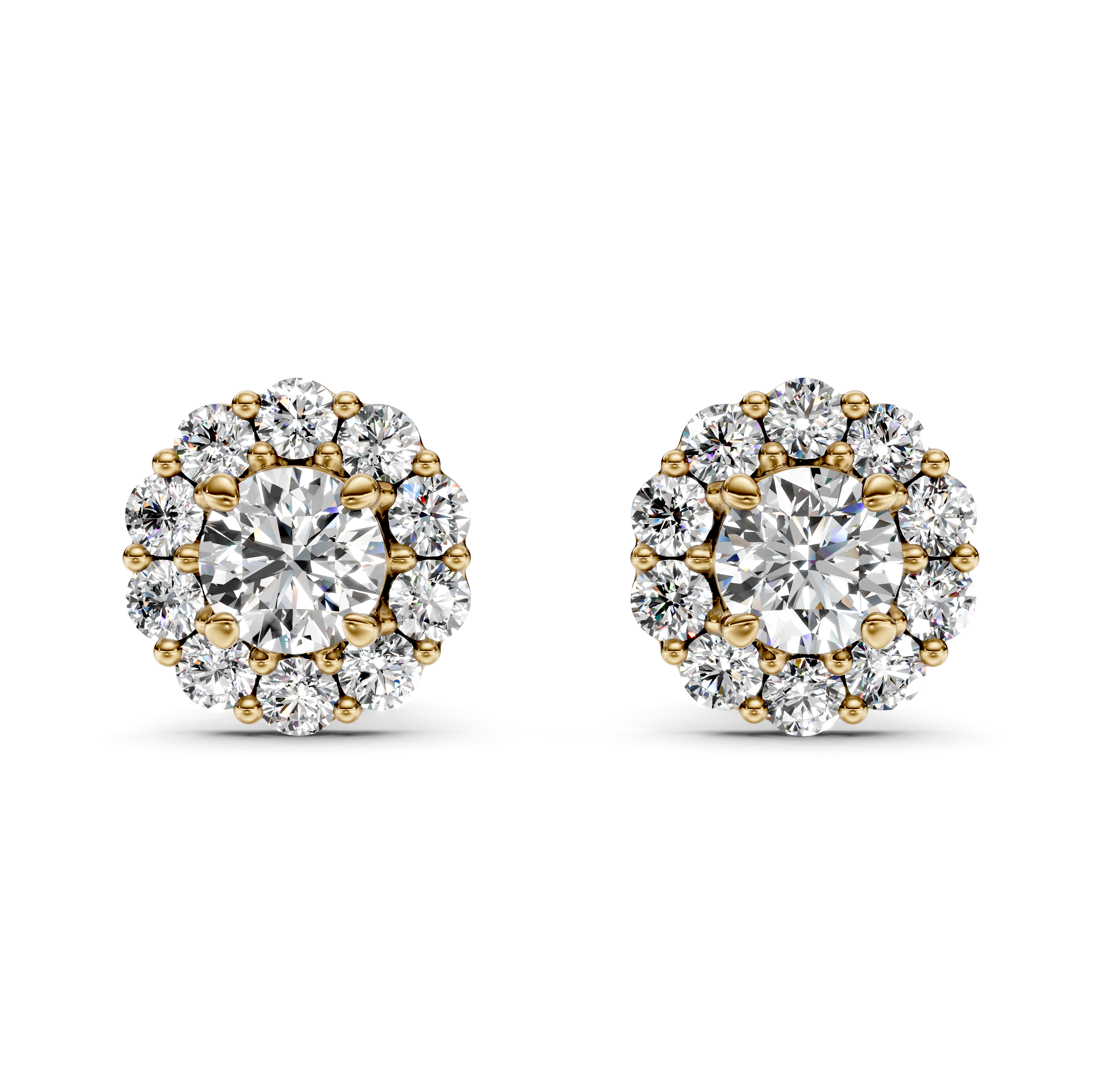 Round Cut Halo Diamond Stud Earrings