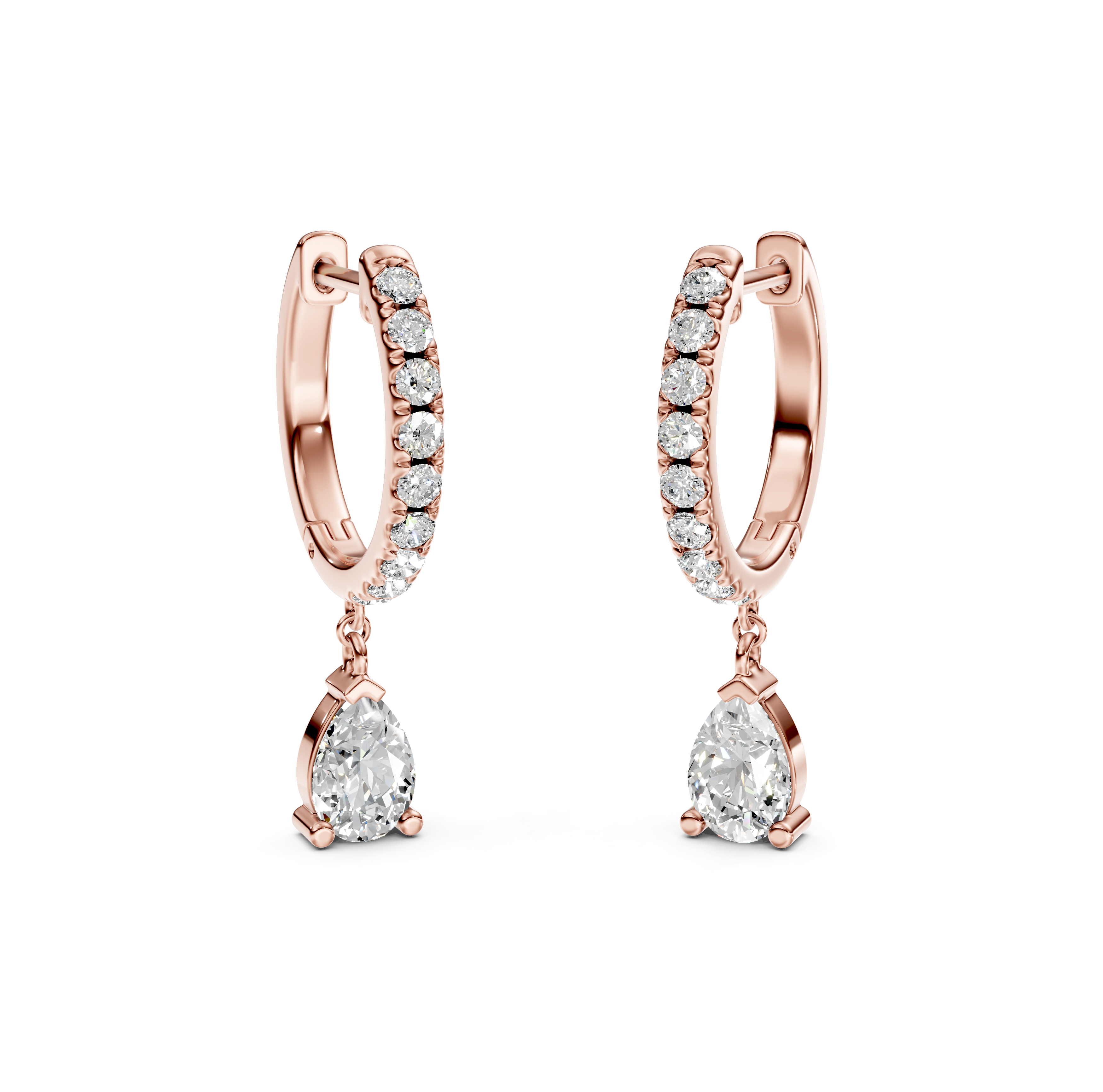 Pear and Round-Cut Pavé Drop Diamond Earrings