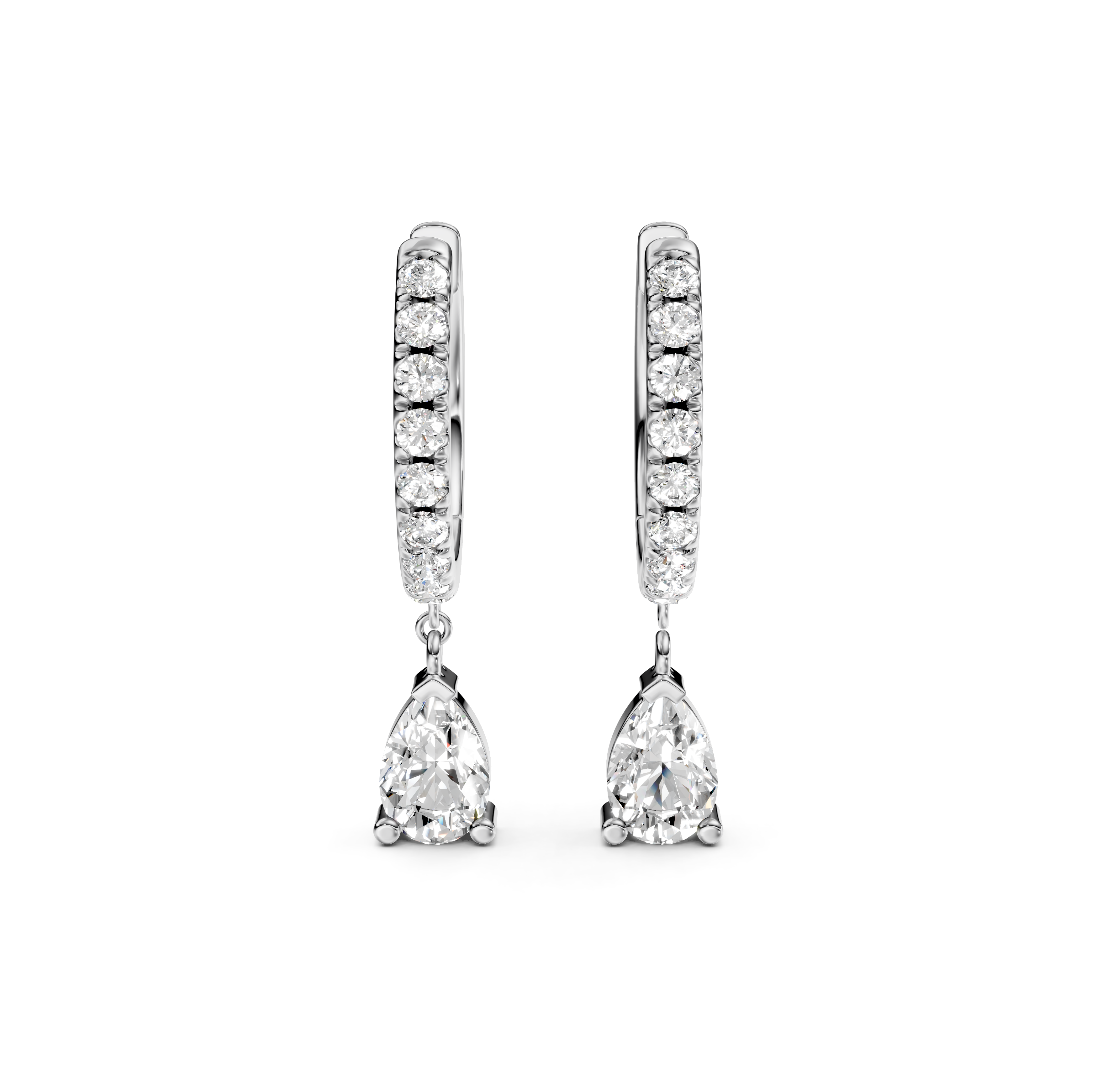 Pear and Round-Cut Pavé Drop Diamond Earrings